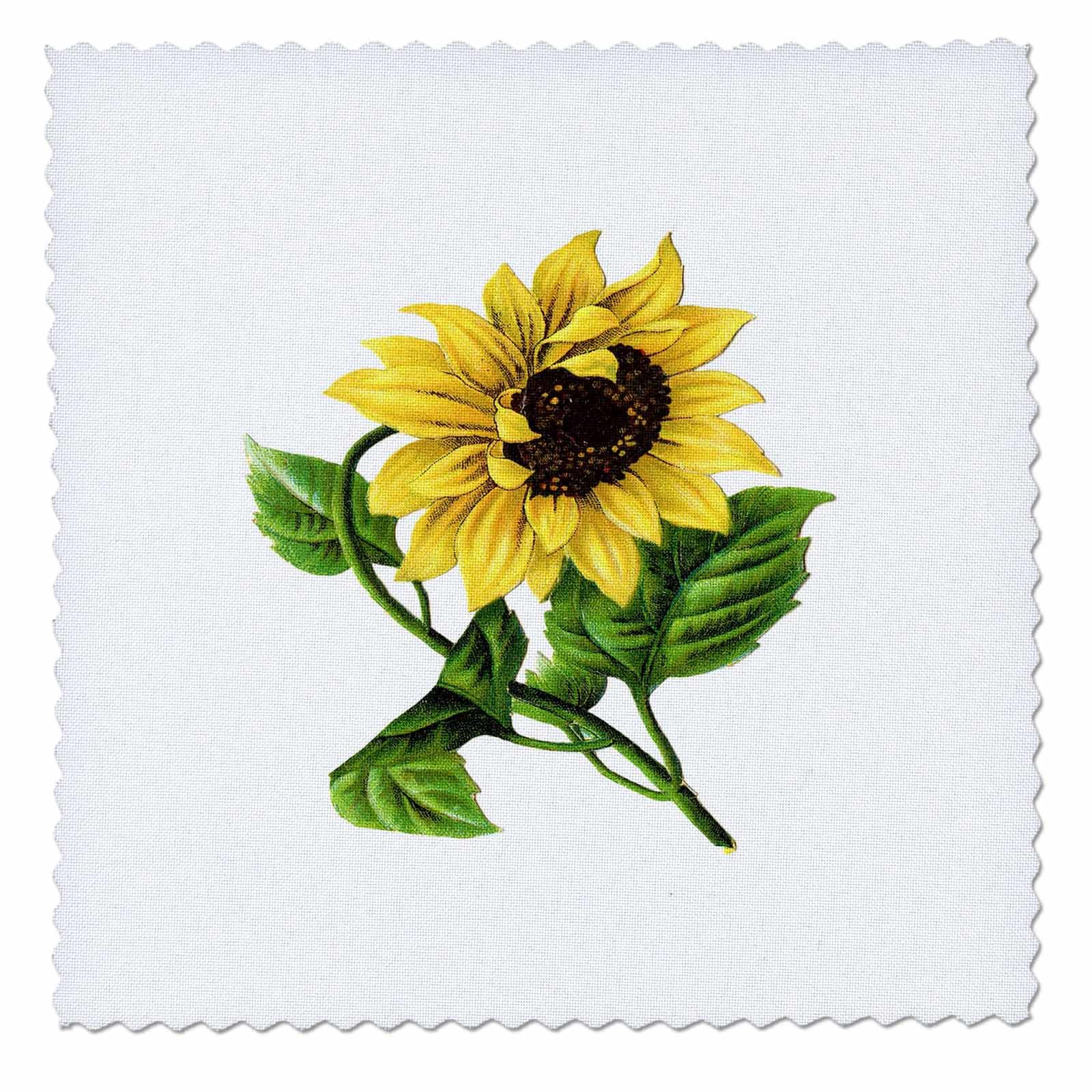 3D Rose Giant Vintage Sunflower Quilt Square - 10x10 Inch Decorative Fabric Patch for DIY Crafts, Home Decor, and Quilting Projects - Perfect for Wall Art, Pillow Covers, and Scrapbooking