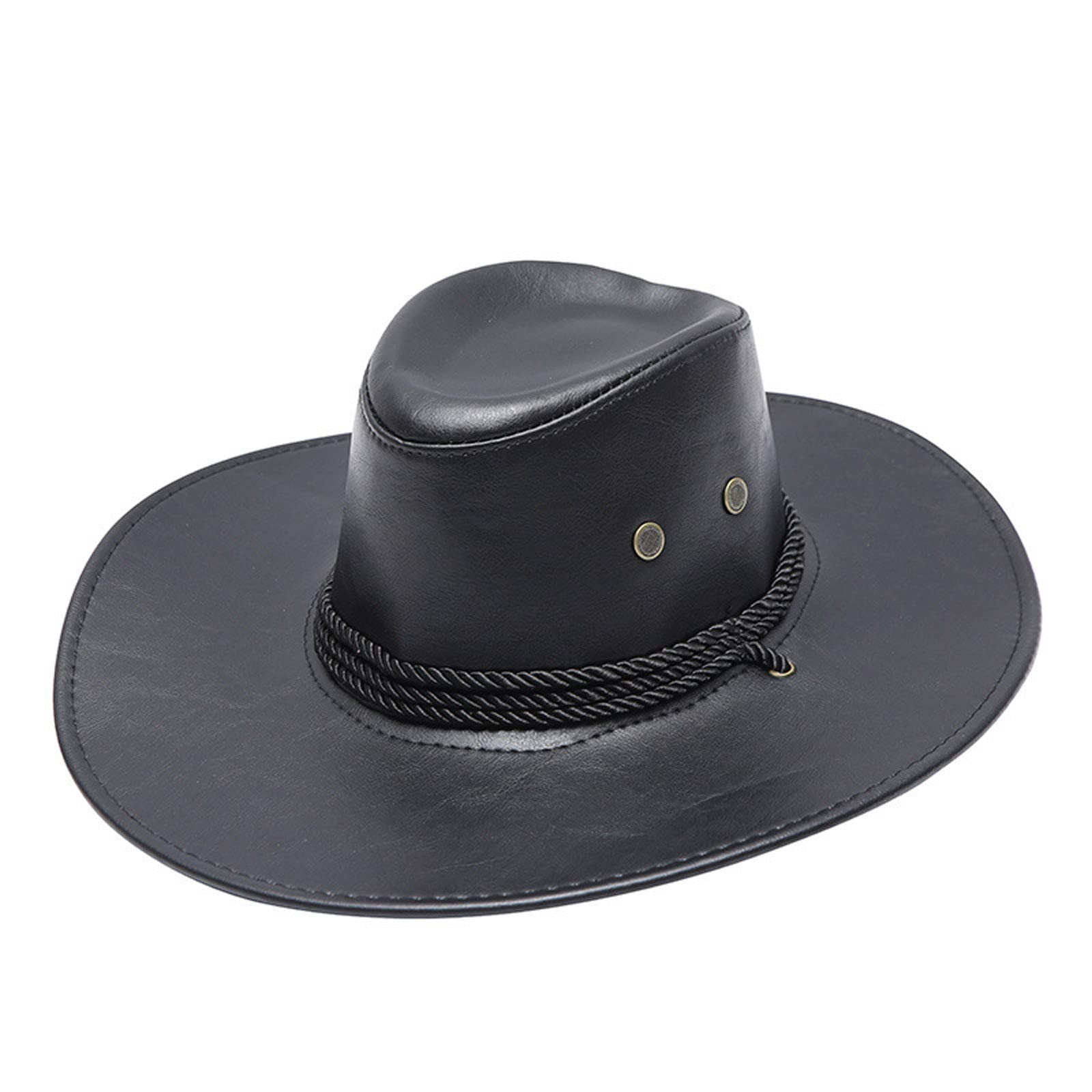 Stylish Unisex Cowboy Hat for Men & Women - Western Leather Sun Hat with UV Protection & Windproof Design - Perfect for Parties, Rodeos, Outdoor Events & Country Music Festivals