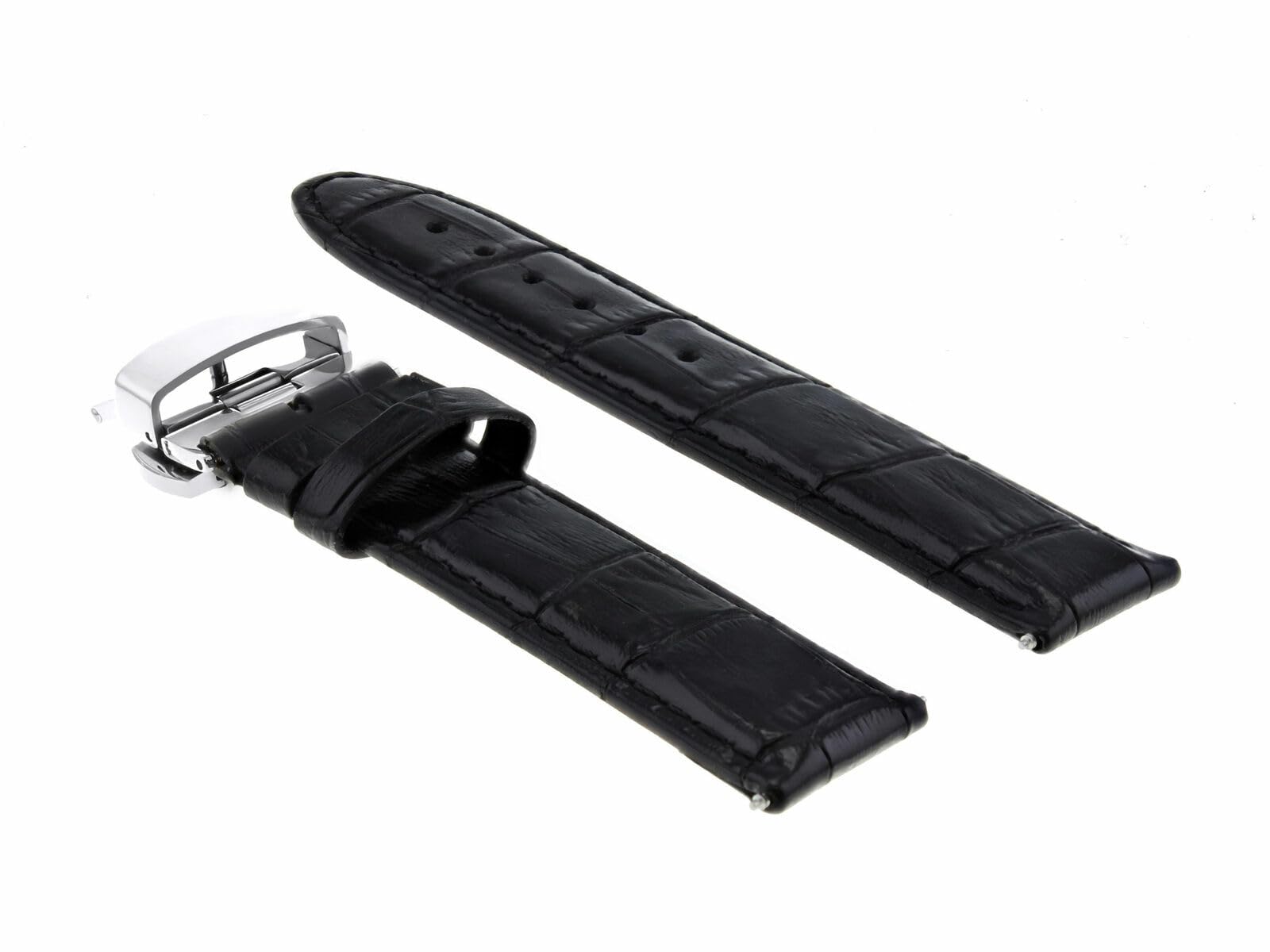 Premium 18mm Genuine Leather Watch Band Strap - Compatible with Breitling Pilot & Colt Watches - Black #7 - Perfect for Business, Casual Wear & Aviation Enthusiasts