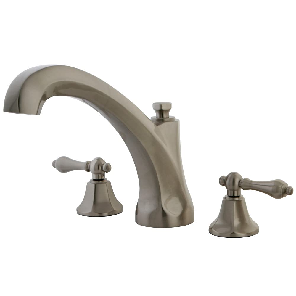 Kingston Brass KS4328AL Metropolitan Roman Tub Faucet with Metal Lever Handle - Brushed Nickel Finish - Perfect for Luxury Bathrooms & Spa Retreats