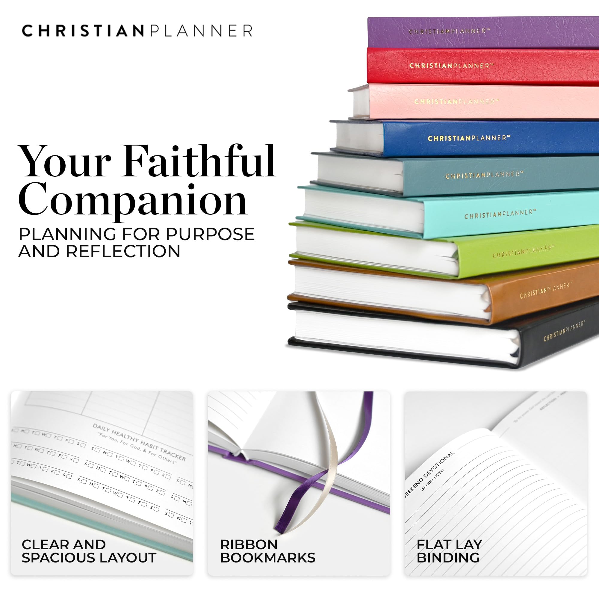 2025 Christian Planner & Bible Journal with Gratitude Pages - Hardcover Daily, Weekly, Monthly Organizer for Men & Women - Thick No-Bleed Paper (Indigo) - Perfect for Bible Study, Prayer Tracking & Personal Reflection