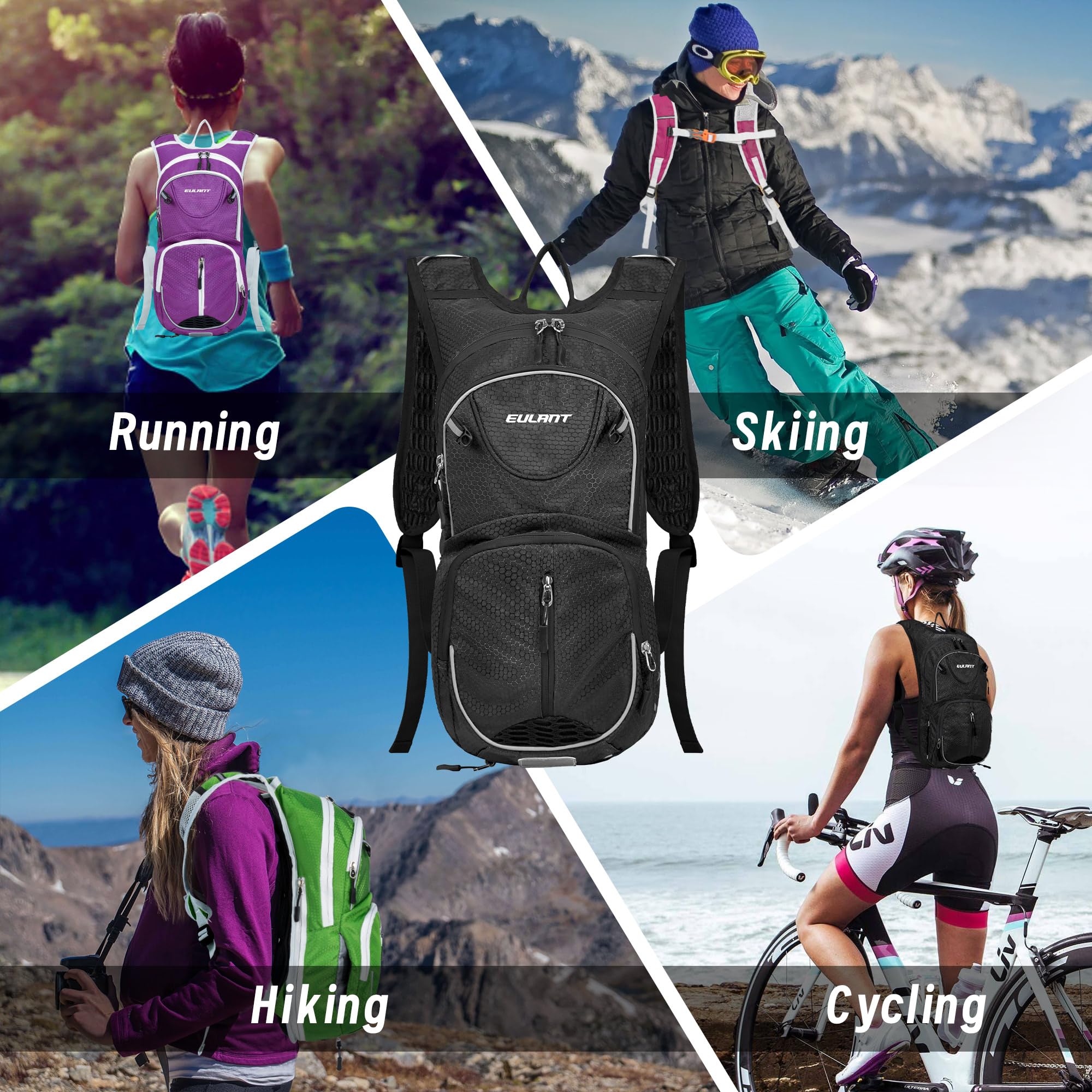 EULANT Waterproof Running Backpack - Lightweight Hiking Cycling Pack for Men & Women - Perfect for Outdoor Sports & Travel