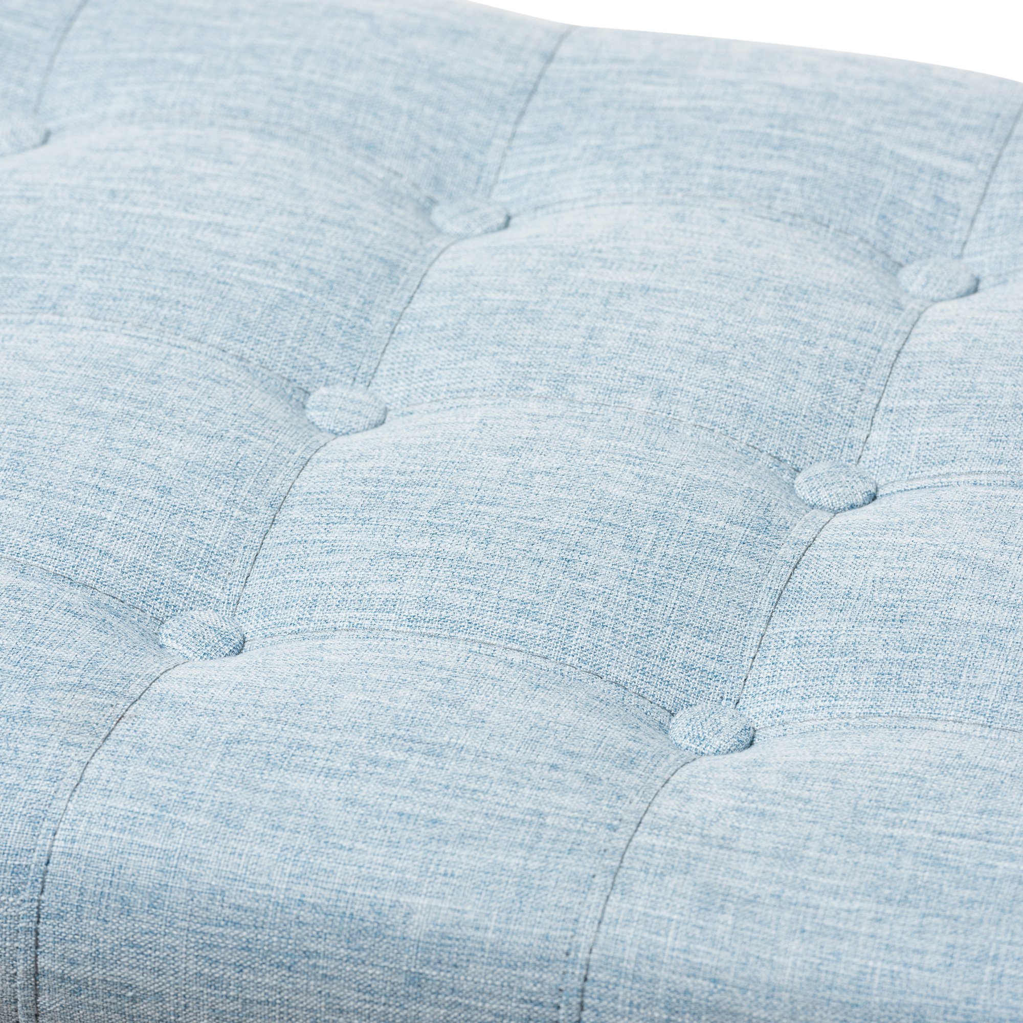 Baxton Studio Sherell Modern Classic Fabric Upholstered Button-Tufted Storage Ottoman Bench in Light Blue - Perfect for Living Room, Bedroom & Entryway Storage