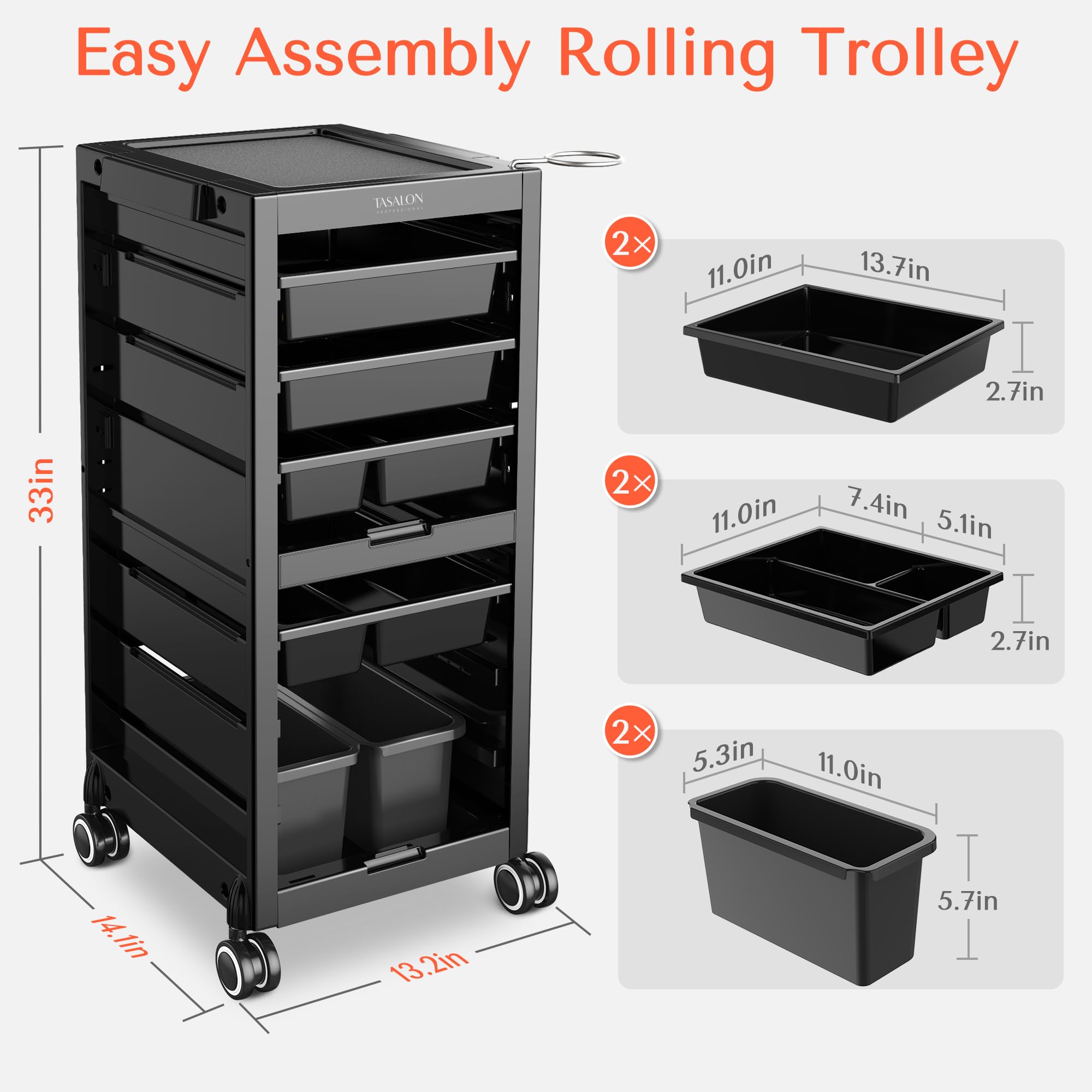 Professional Salon Trolley Cart with 4 Drawers & 2 Storage Baskets - Multipurpose Beauty Station for Hair, Nail, and Makeup Artists - Perfect for Salon, Spa, and Home Use