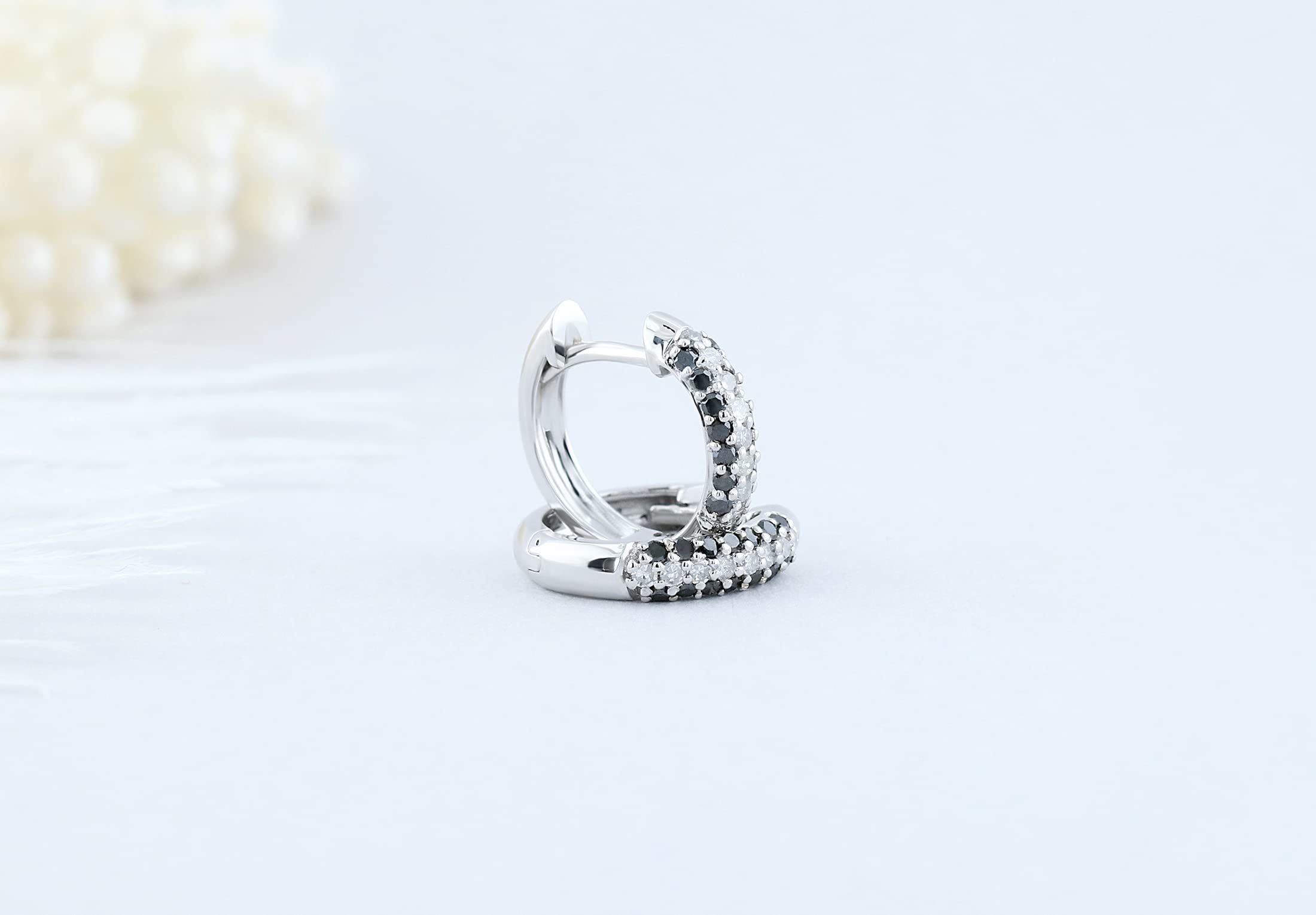 Dazzlingrock Collection 10K Solid White Gold Pave Set Huggie Hoop Earrings for Women - Perfect for Everyday Wear, Date Nights & Special Occasions