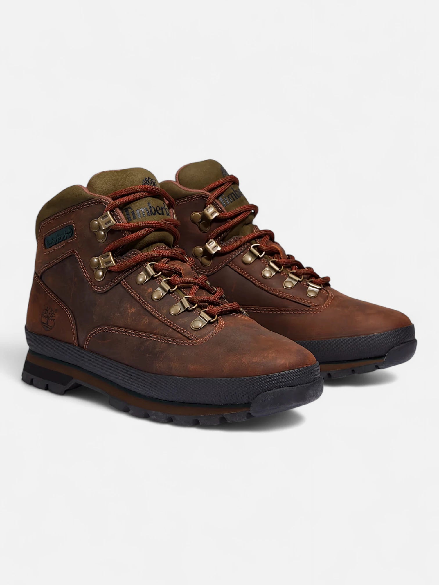 Timberland Euro Hiker Mid Waterproof Hiking Boots for Men - Brown Leather Outdoor Boots for Trekking & Camping Adventures