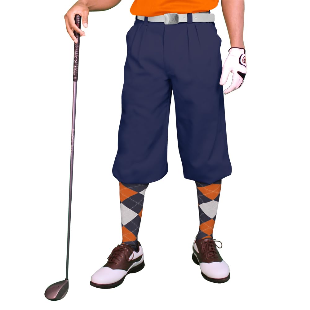 Premium Navy Blue Microfiber Golf Pants for Men - Stretchable & Breathable Plus Fours - Perfect for Golfing, Casual Wear & Outdoor Activities