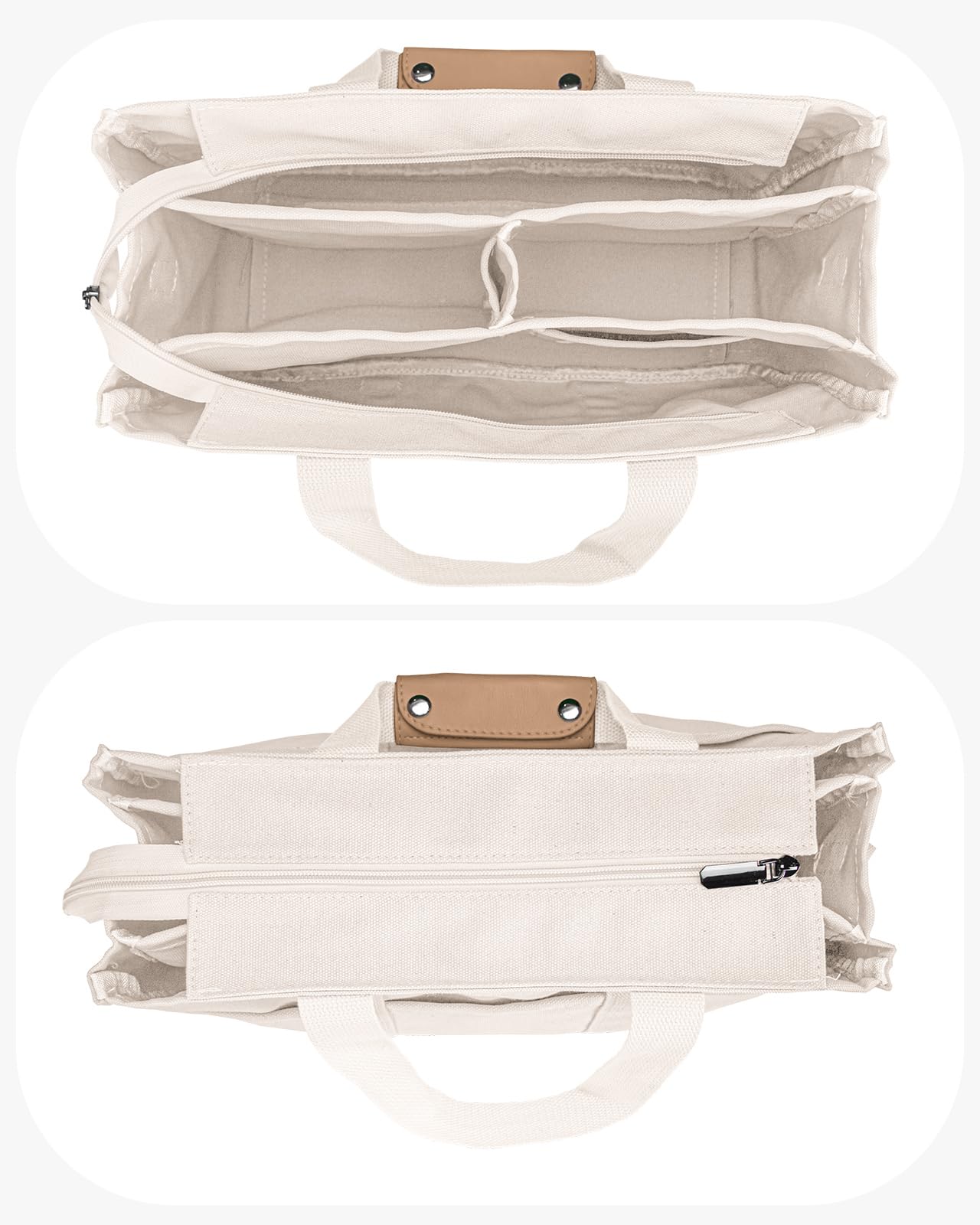 VOFANK Large Canvas Tote Bag for Women with Zipper & Multiple Compartments - Durable Work Bible Bag, Crossbody Shoulder Bag & Travel Handbag - Perfect for Office, Church, Shopping & Daily Commute