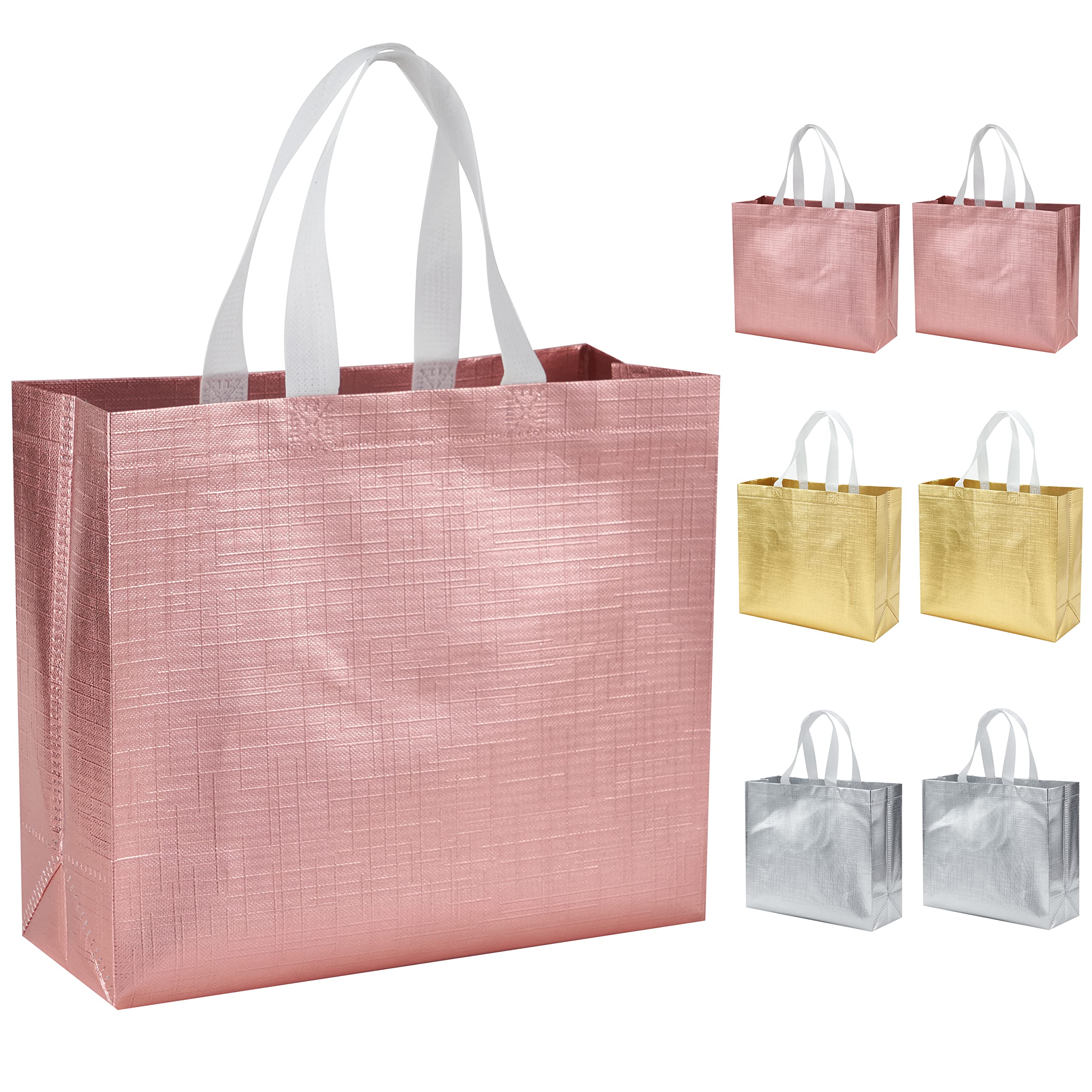 6 Pack Reusable Large Gift Bags with Handles - Eco-Friendly Party Wedding Favor Bags for Birthdays, Christmas, Baby Showers & Special Occasions