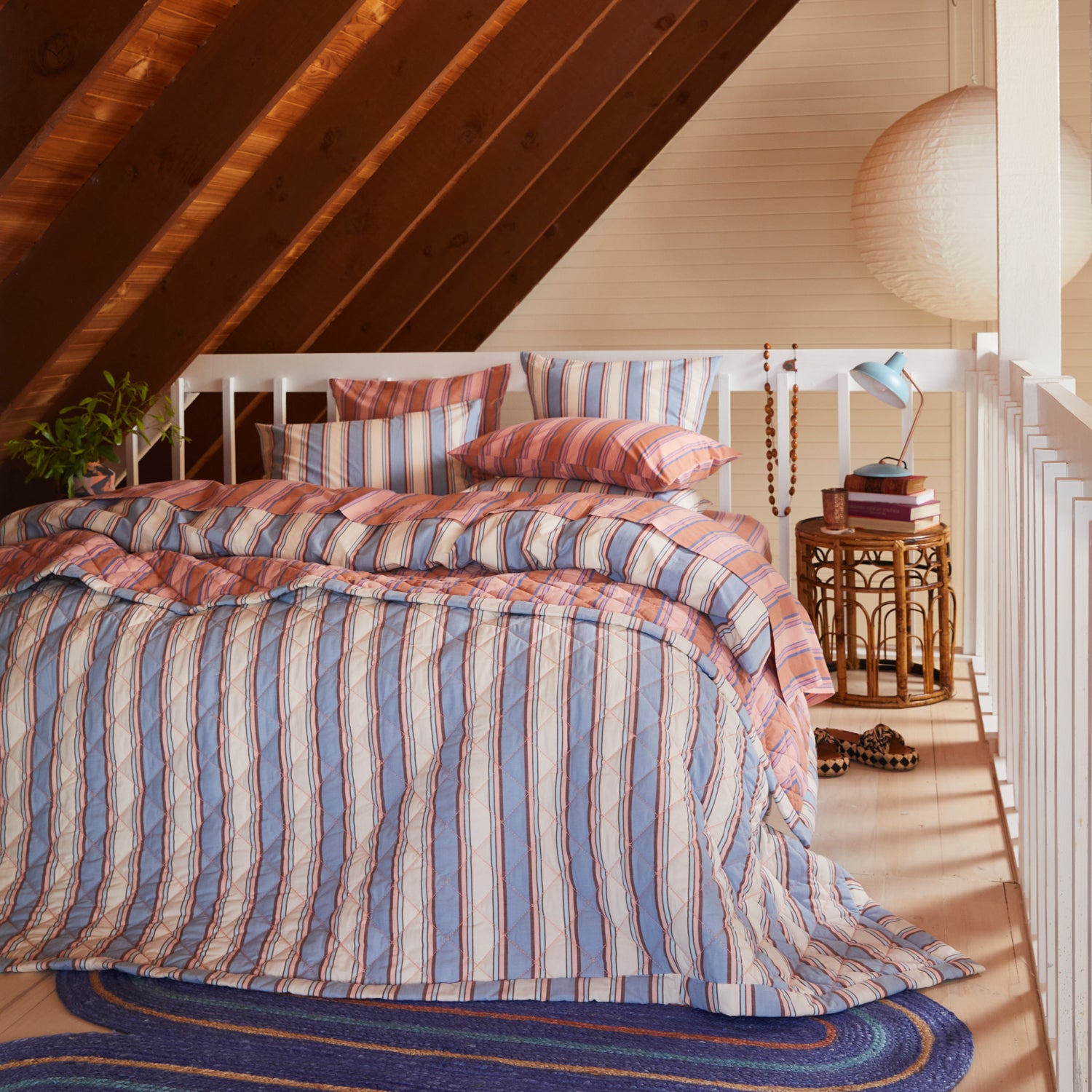 Samode Stripe Coverlet - Soft & Lightweight Bedspread for All Seasons | Perfect for Bedroom, Guest Room, and Dorm Decor