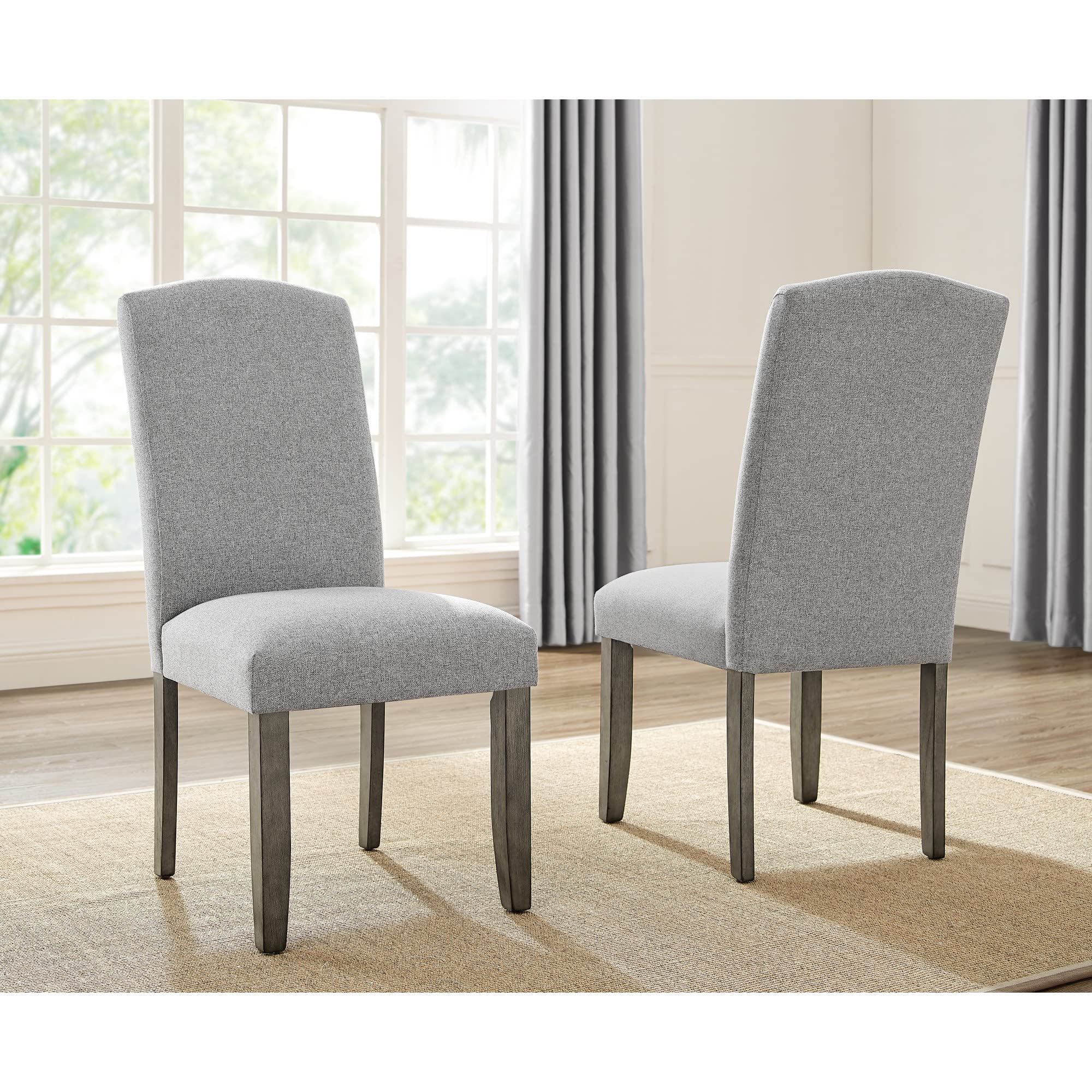 Steve Silver Co Emily Dining Side Chair Set of 2 - 100% Polyester Upholstery with Solid Wood Tapered Legs - Transitional Style Kitchen & Dining Room Chairs 24.75