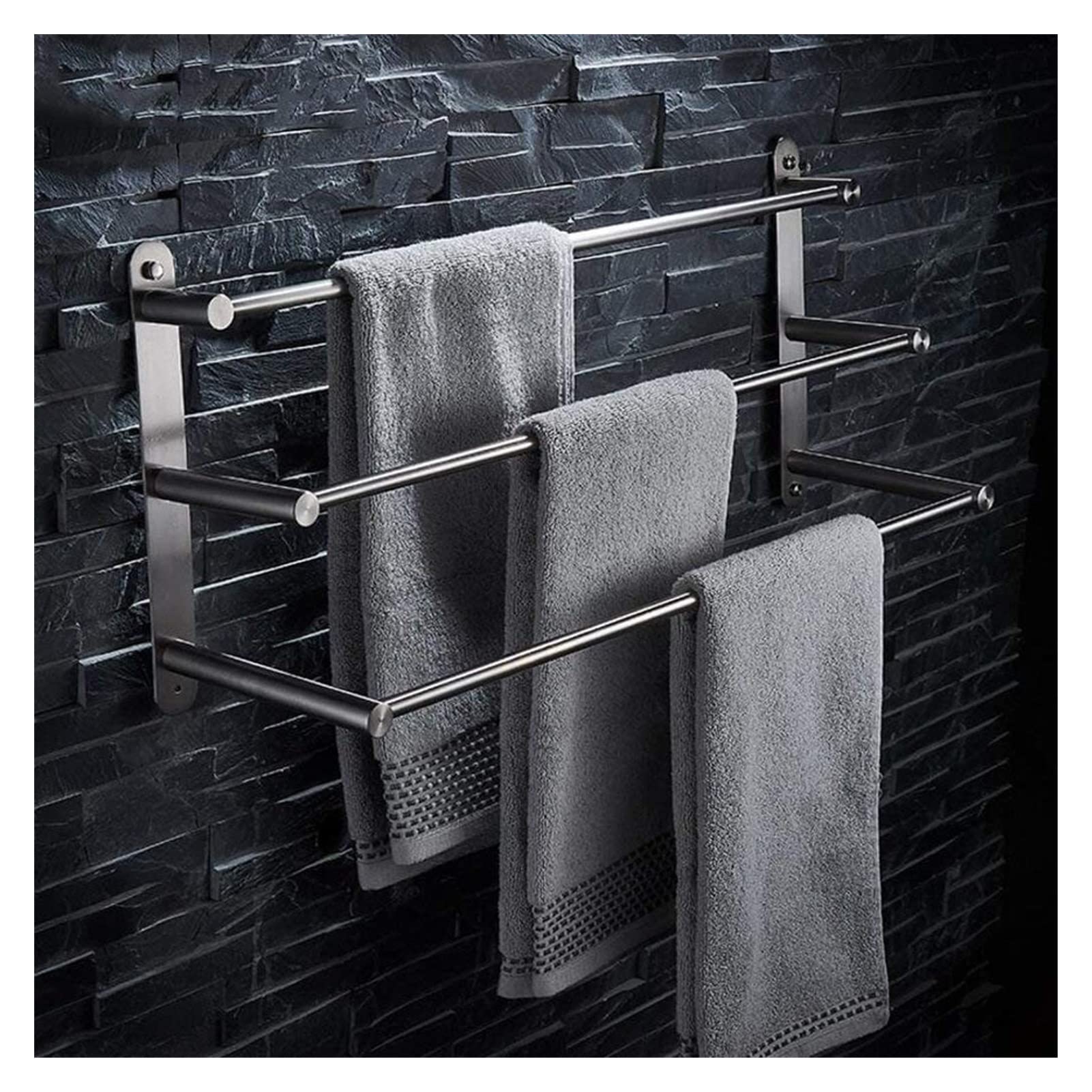 Premium 304 Stainless Steel 3-Tier Bathroom Towel Holder - Multi-Functional Towel Rack for Kitchen & Bathroom - Rustproof & Durable Design - Perfect for Hanging Hand Towels, Washcloths & Bath Towels