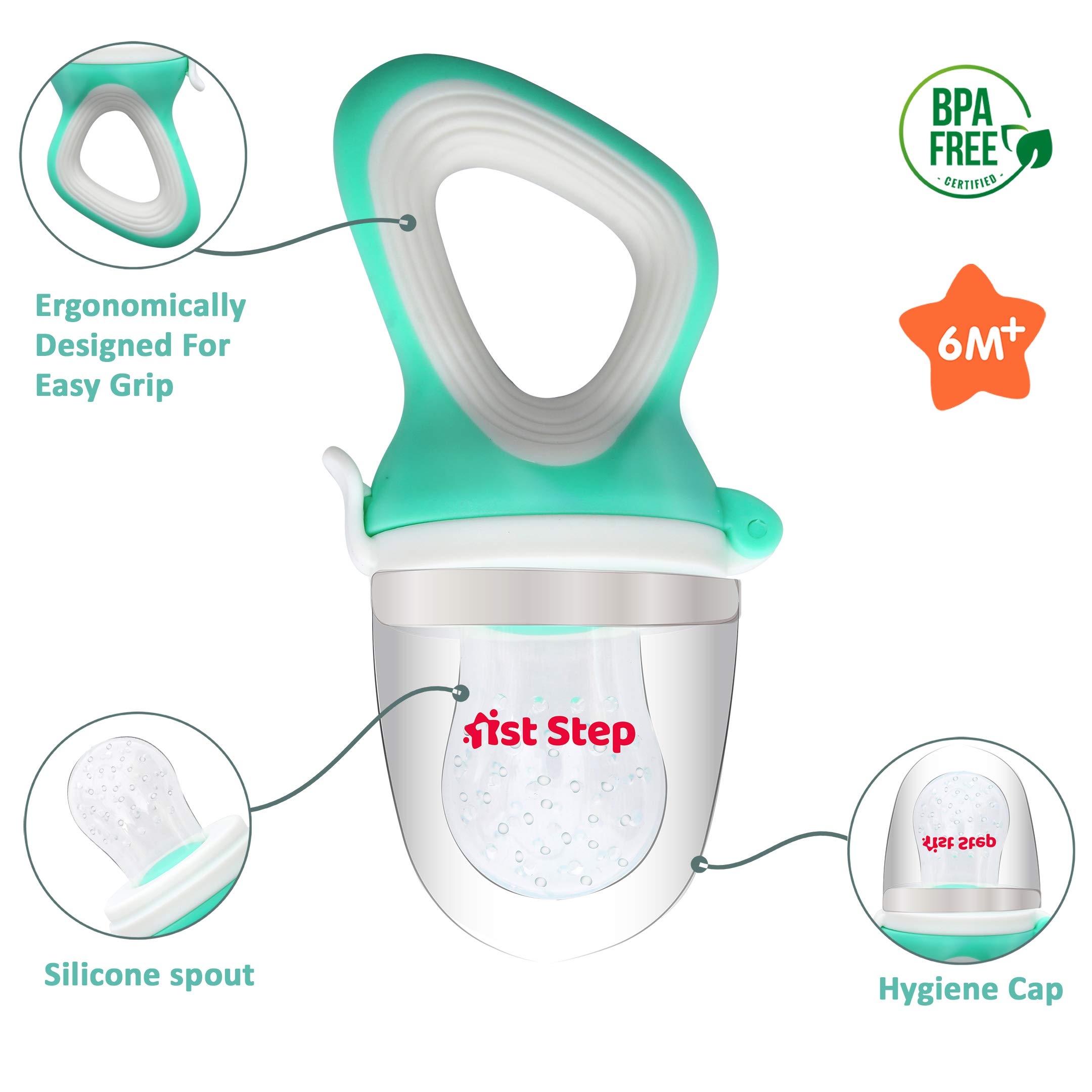 BPA-Free Silicone Baby Fruit Feeder & Food Nibbler - Safe Teething Toy for Infants (Mint Green) | Perfect for Introducing Solids, Soothing Sore Gums & On-the-Go Feeding