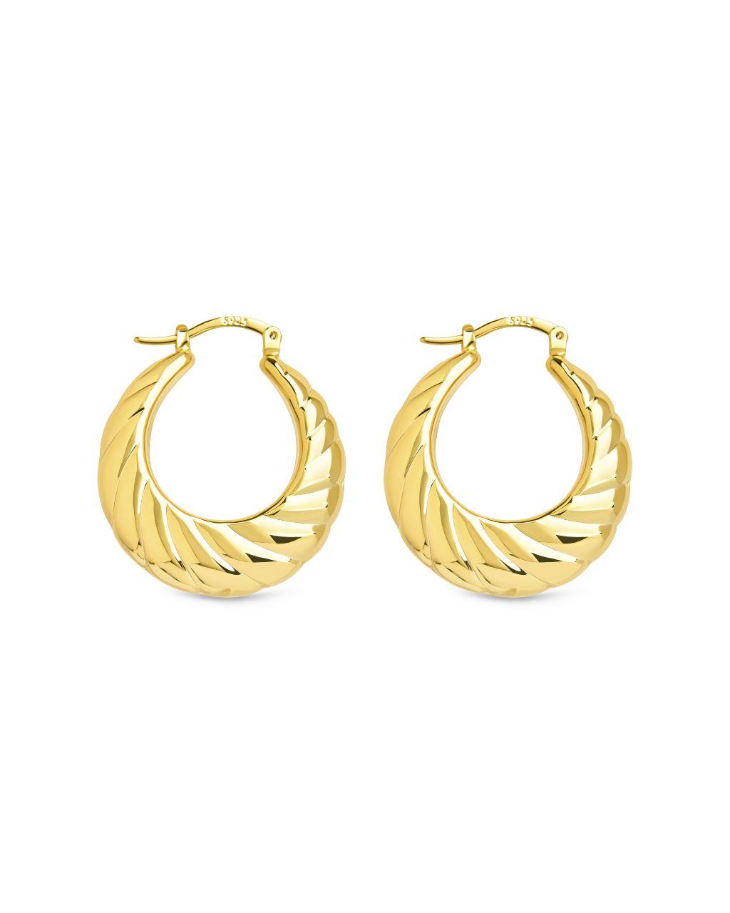 Caroline Textured Hoop Earrings for Women - Trendy Gold Boho Chunky Hoops - Perfect for Everyday Wear, Parties & Gifts