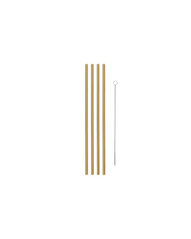 10 Pack Gold Porter Straws - Reusable Metal Drinking Straws for Cocktails, Smoothies & Iced Coffee - Eco-Friendly Stainless Steel Straws for Home, Bar & Party Use