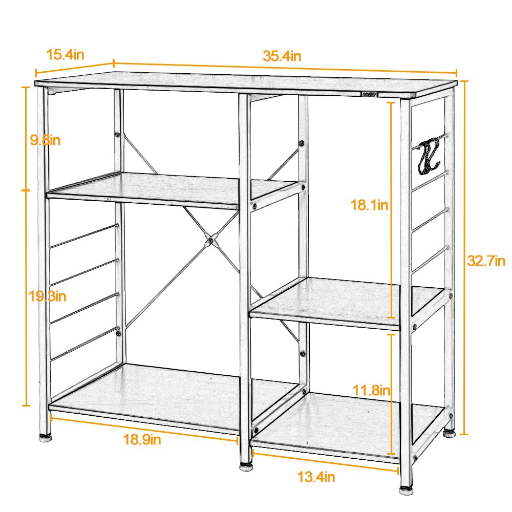 SogesGame Retro Kitchen Bakers Rack with Storage - Microwave Oven Stand, Utility Shelf, Coffee Station - Perfect for Home Kitchen Organization & Small Space Solutions