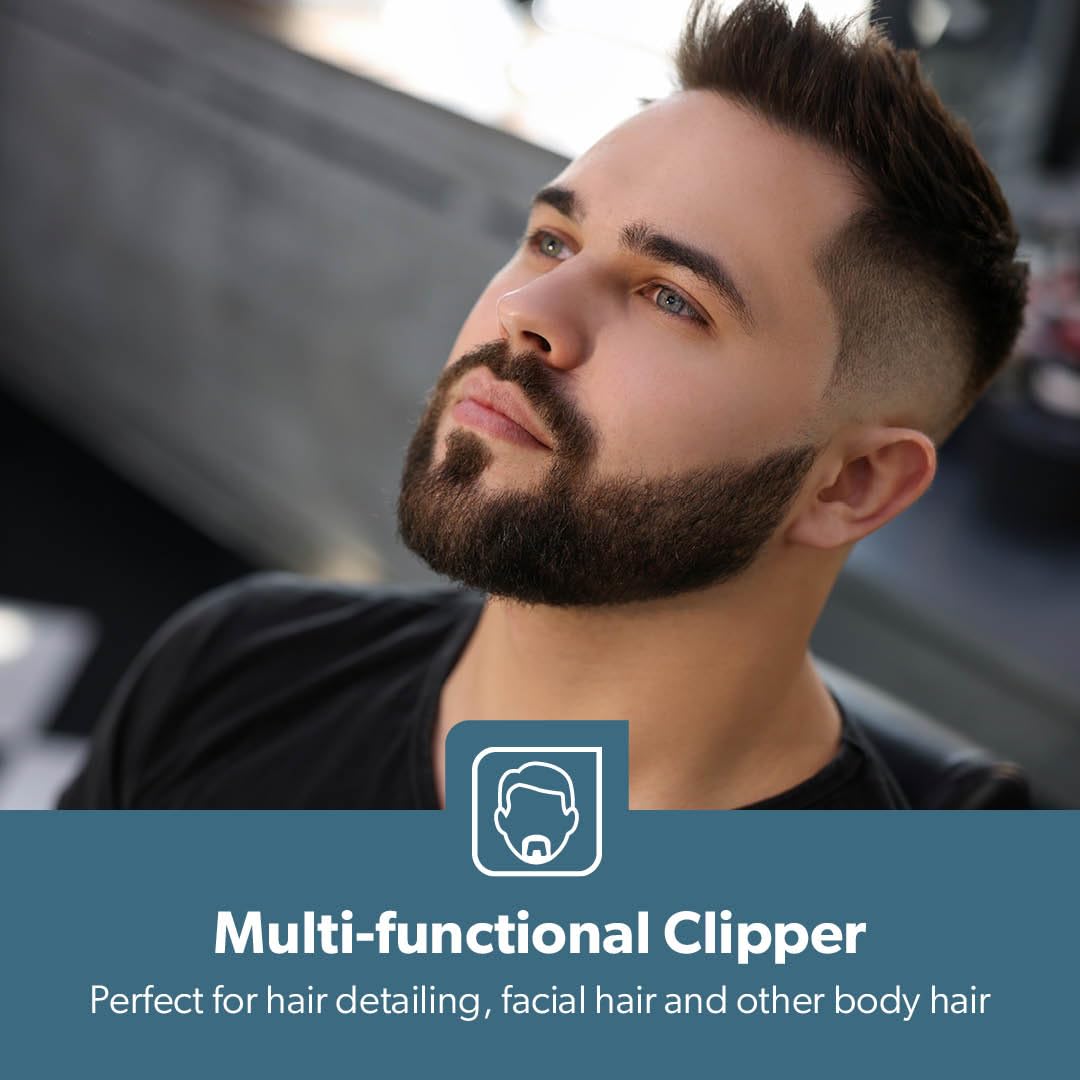 Geepas Professional Cordless Hair Clipper & Beard Trimmer - Rechargeable Battery, Digital Electric Stubble Trimmer for Men - Precise Lines & Smooth Shaving - Perfect for Home Grooming, Travel & Barbershop Use