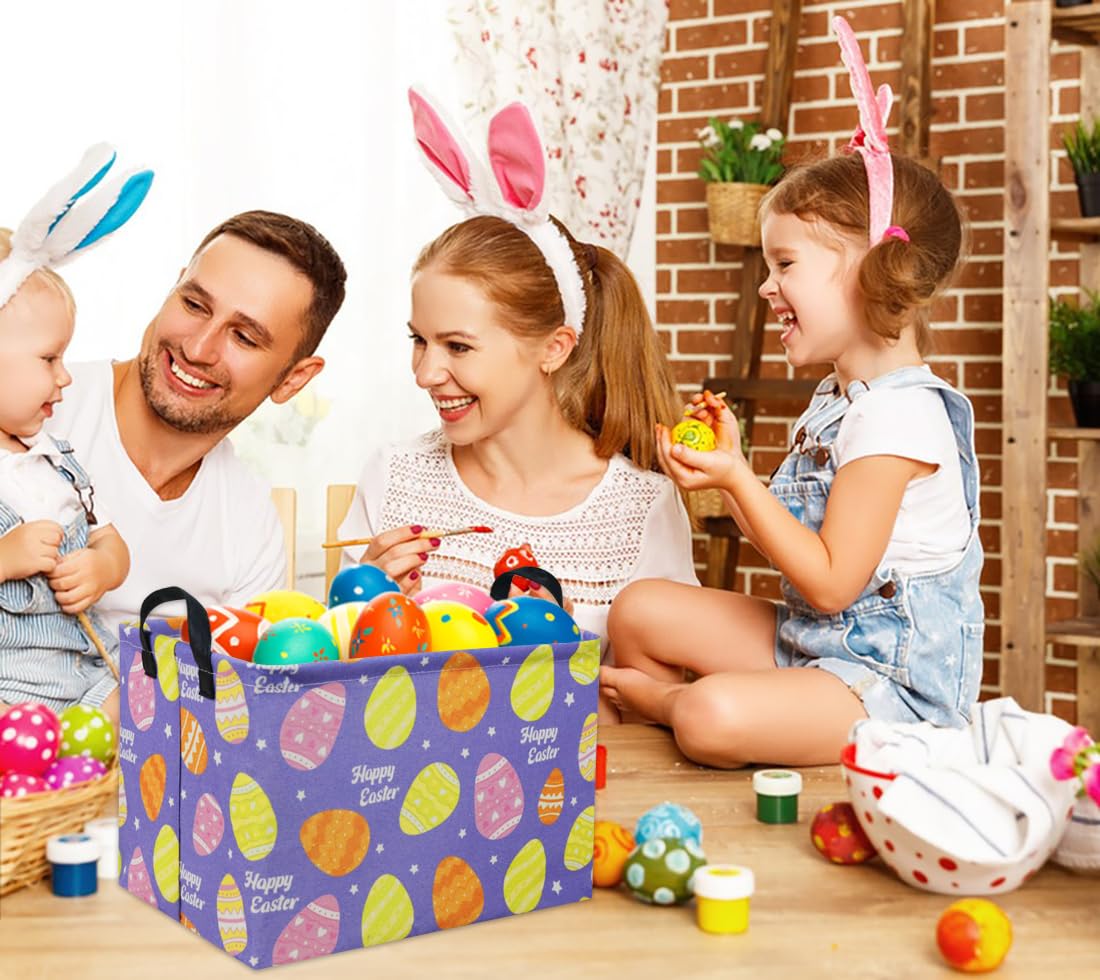 Purple Rectangular Easter Basket - Easter Egg Gift Basket, Baby Storage Bin, Kids Toy Organizer, Book Shelf Basket - Perfect for Easter Decor, Room Storage & Holiday Gifting