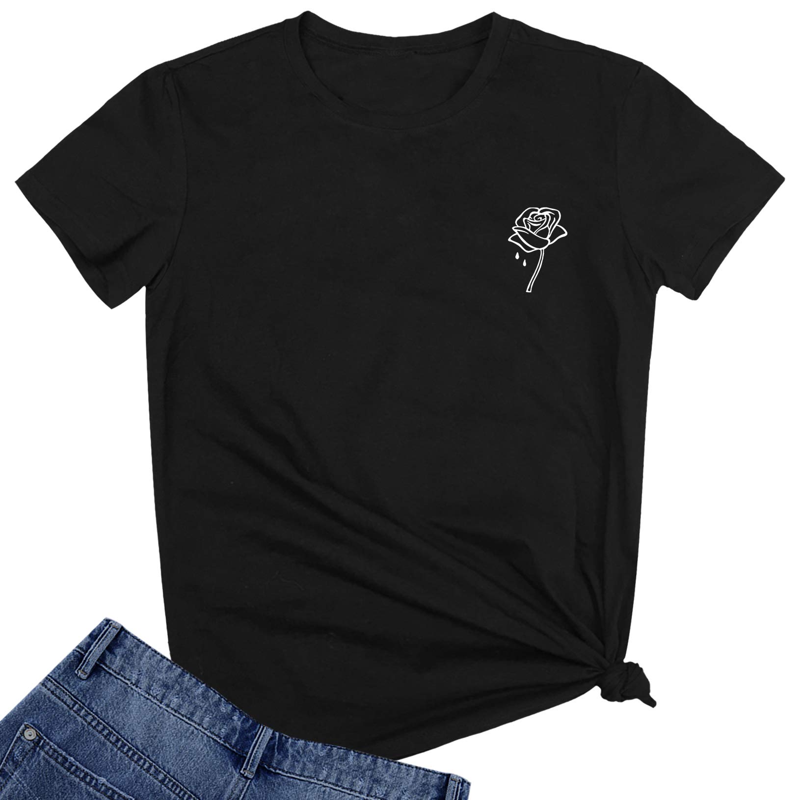 BLACKOO Women's Cute Graphic T-Shirt for Juniors - Trendy Casual Short Sleeve Tee for Everyday Wear, Street Style & Summer Outfits