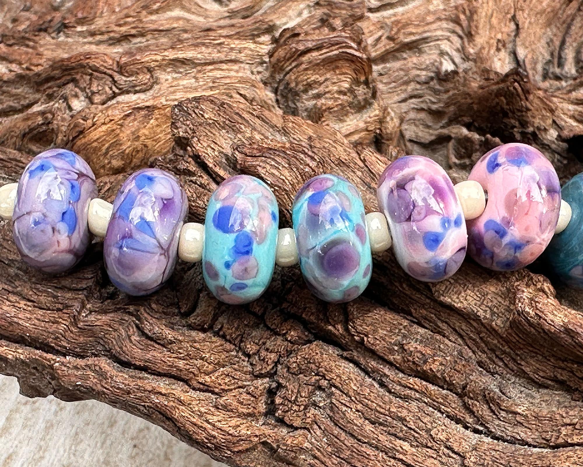 10 Pink & Purple Lampwork Glass Beads Set for Jewelry Making - DIY Bracelets, Necklaces & Earrings - Handmade SRA Art Beads for Crafting & Gifts