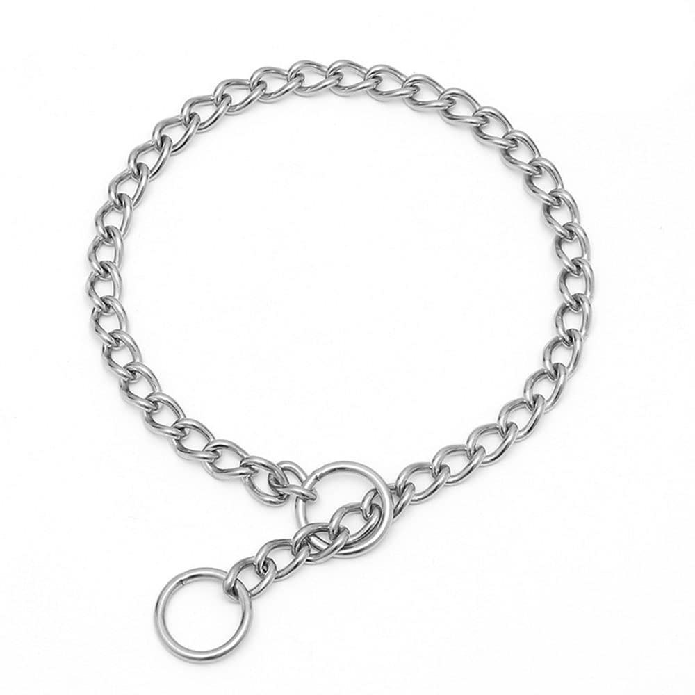 Premium SUS304 Stainless Steel Dog Training Choke Collar - Adjustable 3.5mm x 60cm for Small, Medium & Large Dogs - Durable Chrome Plated Metal Pet Supplies for Obedience Training, Walking & Outdoor Activities