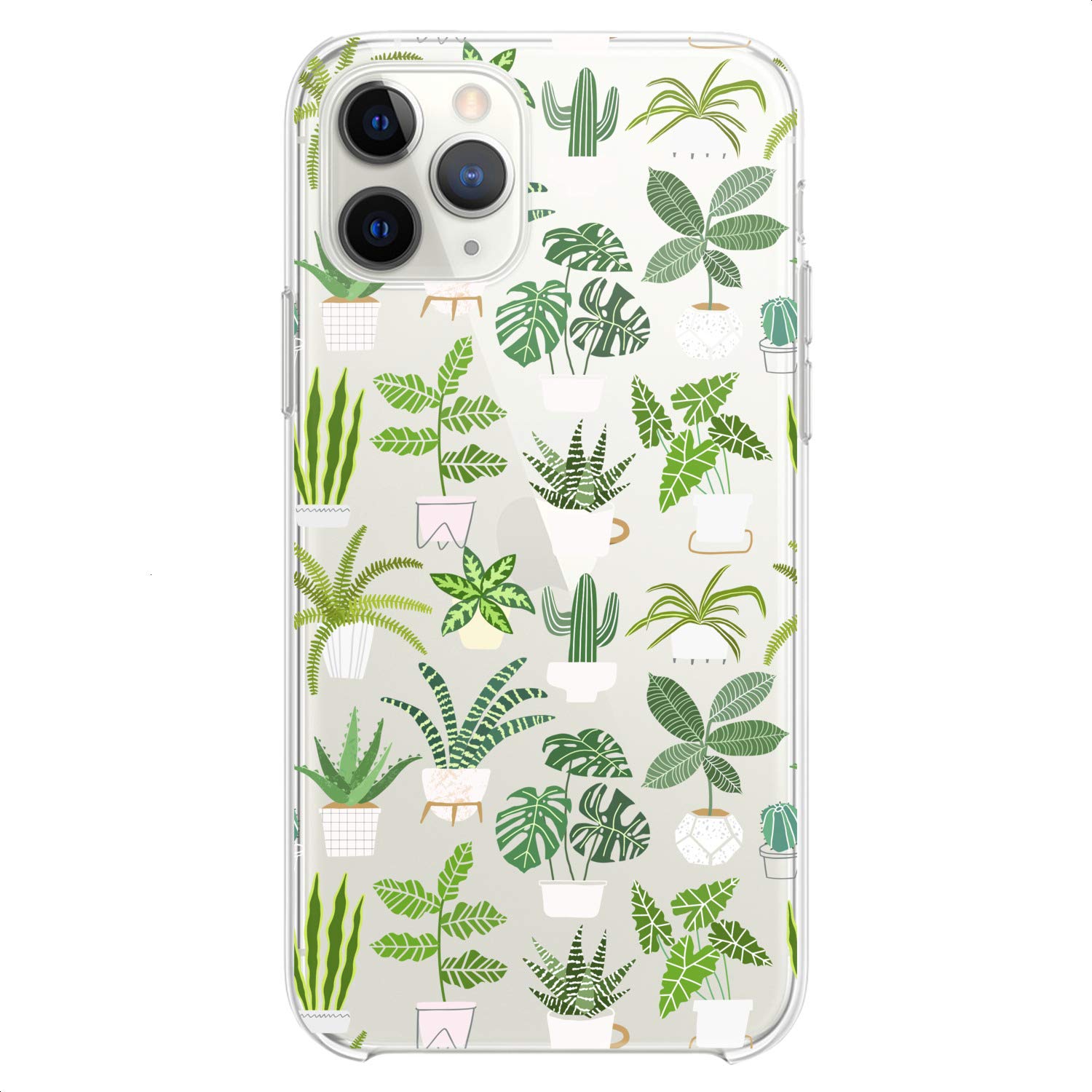 Premium TPU Phone Case for iPhone 16/15/14/13/12/11 Pro Max/Plus/Mini/XS/XR/X/8/7/6/5/SE - Slim Flexible Clear Silicone Cover with Tropical Plant & Potted Cute Print Design - Perfect for Women, Girls, Office & Daily Use