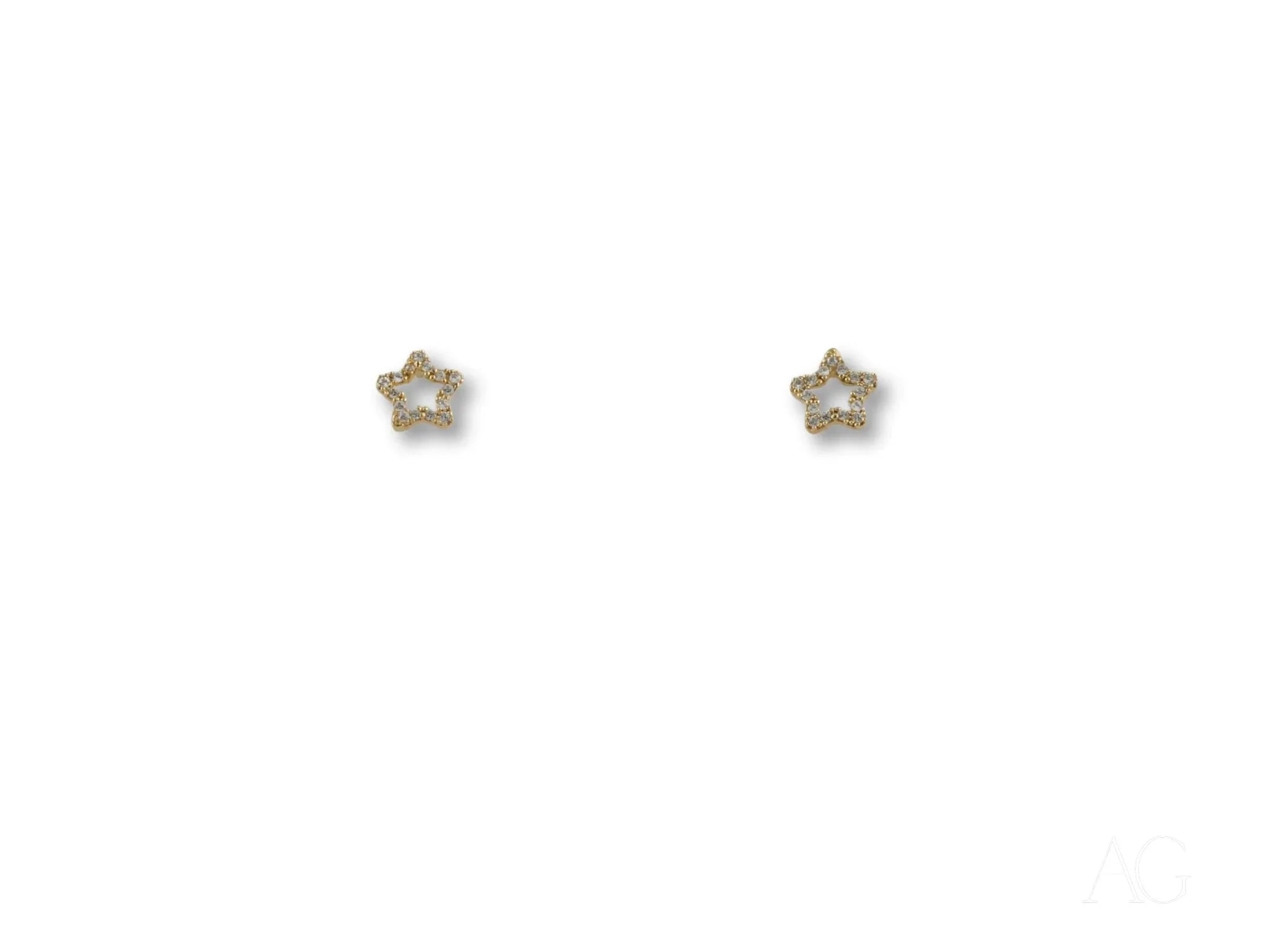 18K Gold Star Celestial Sparkle CZ Stud Earrings with Screw Backs - Perfect for Evening Parties, Weddings & Special Occasions