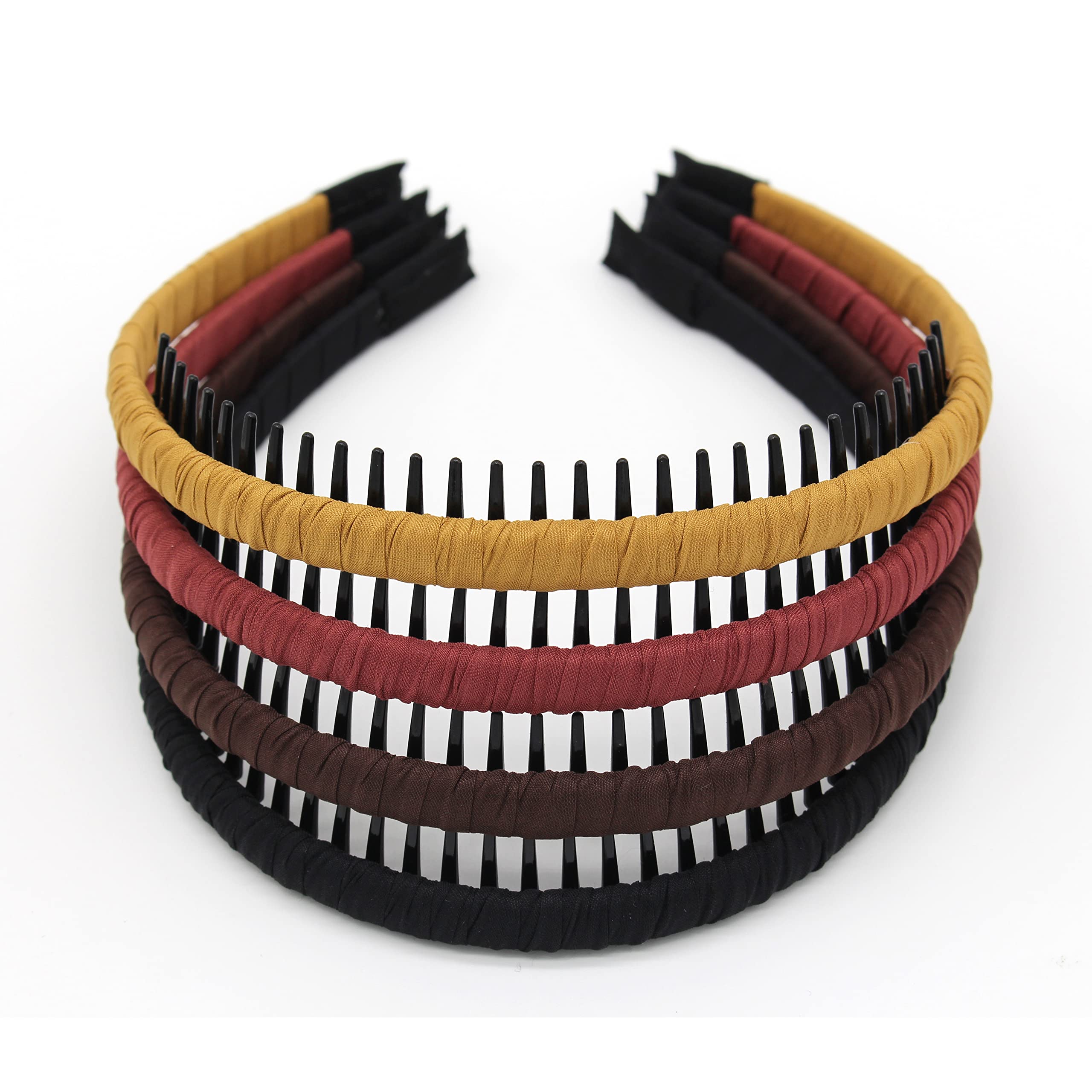Fashion Headbands for Women - Non Slip Comfy Hair Hoops with Tooth Comb - 4 Color Options for Workouts, Yoga, and Everyday Wear