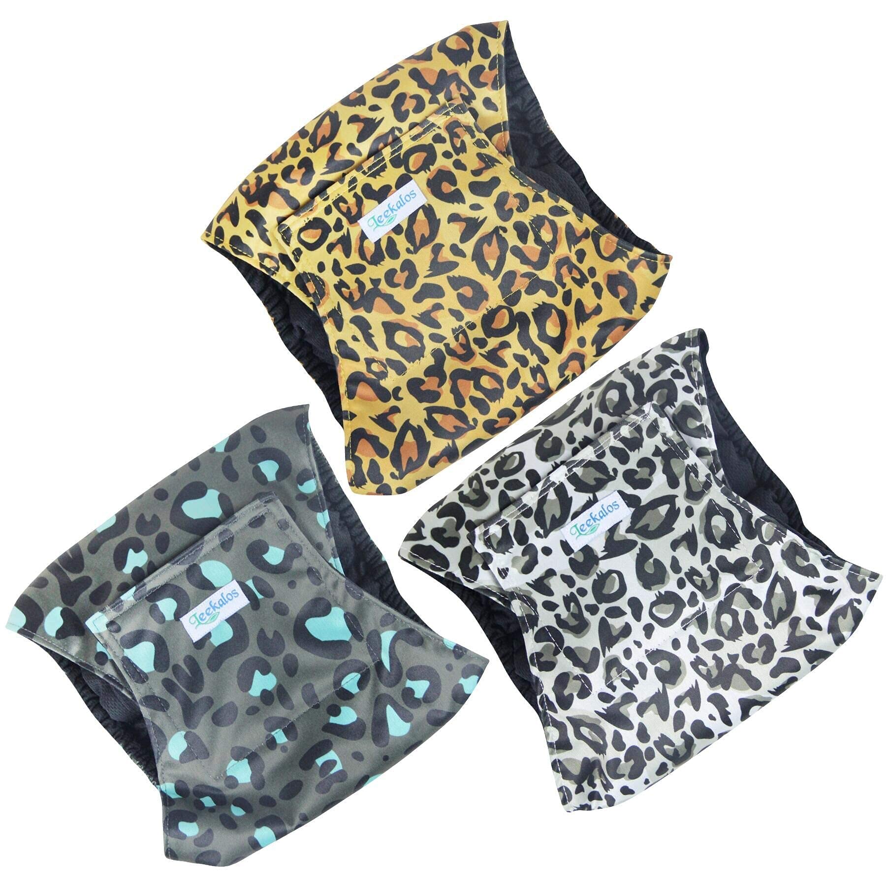 Leekalos Washable Reusable Male Dog Diapers - 3 Pack XX-Large Leopard Print Belly Bands for Incontinence, Marking & Travel | High Absorbency Pet Wrap for House Training & Senior Dogs