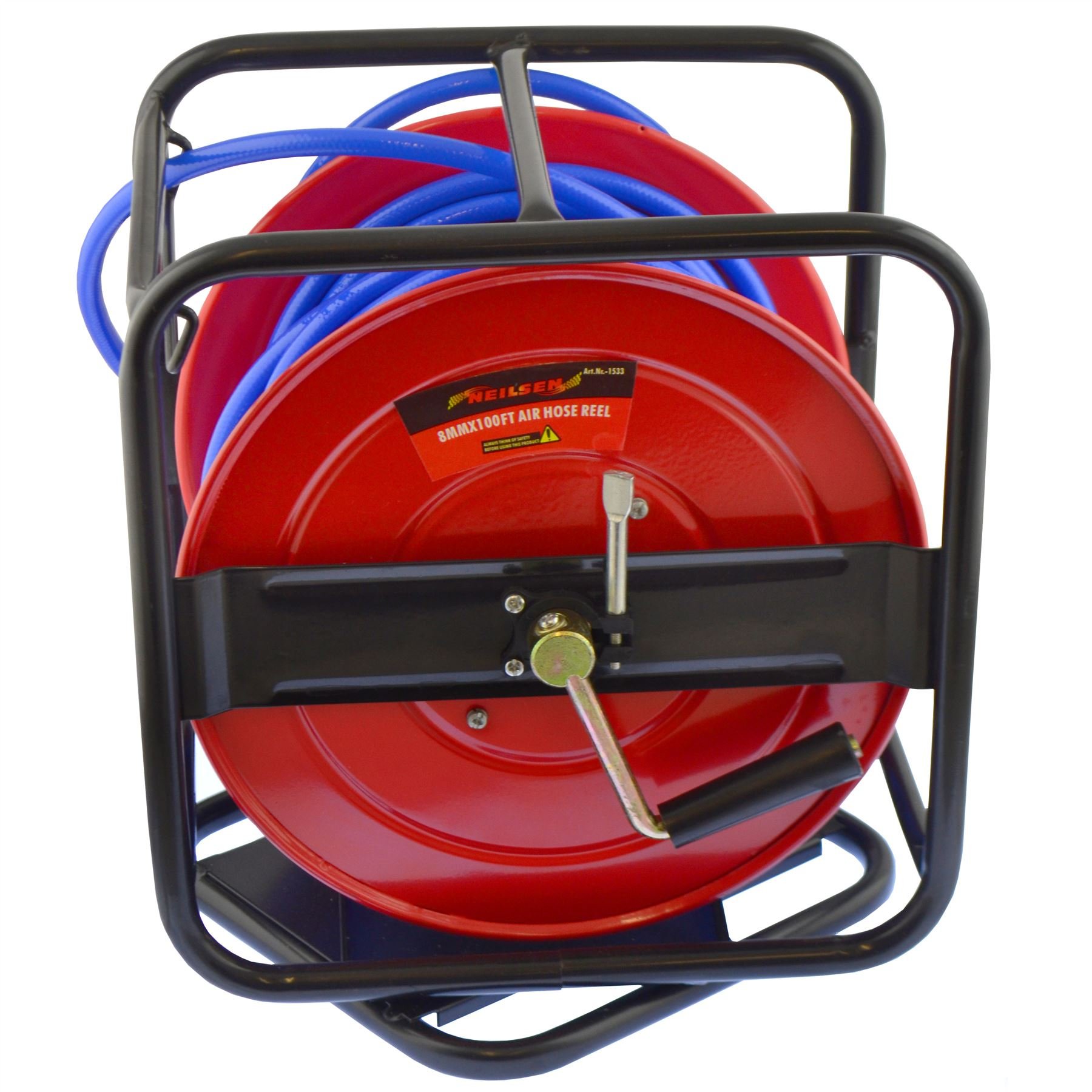 Retractable Air Hose Reel for Compressor - 8mm Bore, 30m/100ft Heavy Duty Air Line - Perfect for Garage, Workshop & Industrial Use