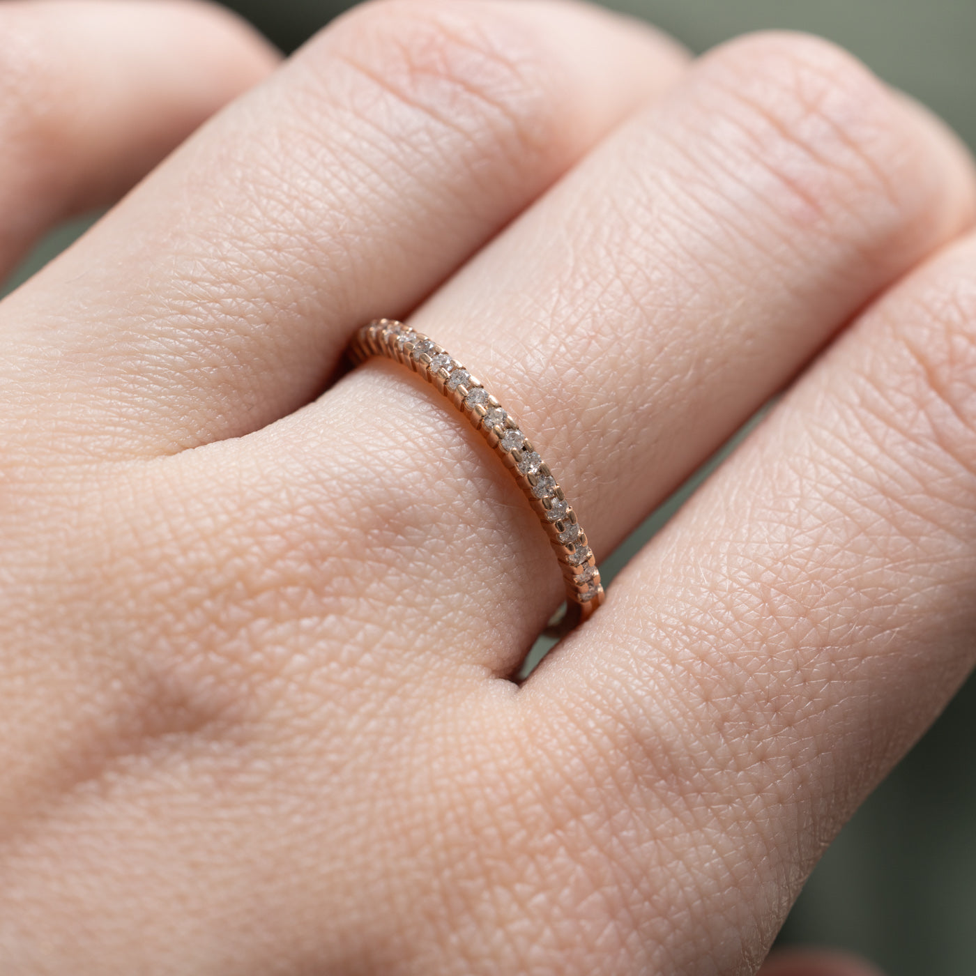 10K Rose Gold Semi Eternity Diamond Wedding Band Ring | 0.19ctw | Size 7 | Perfect for Anniversary, Engagement, or Bridal Jewelry Gift
