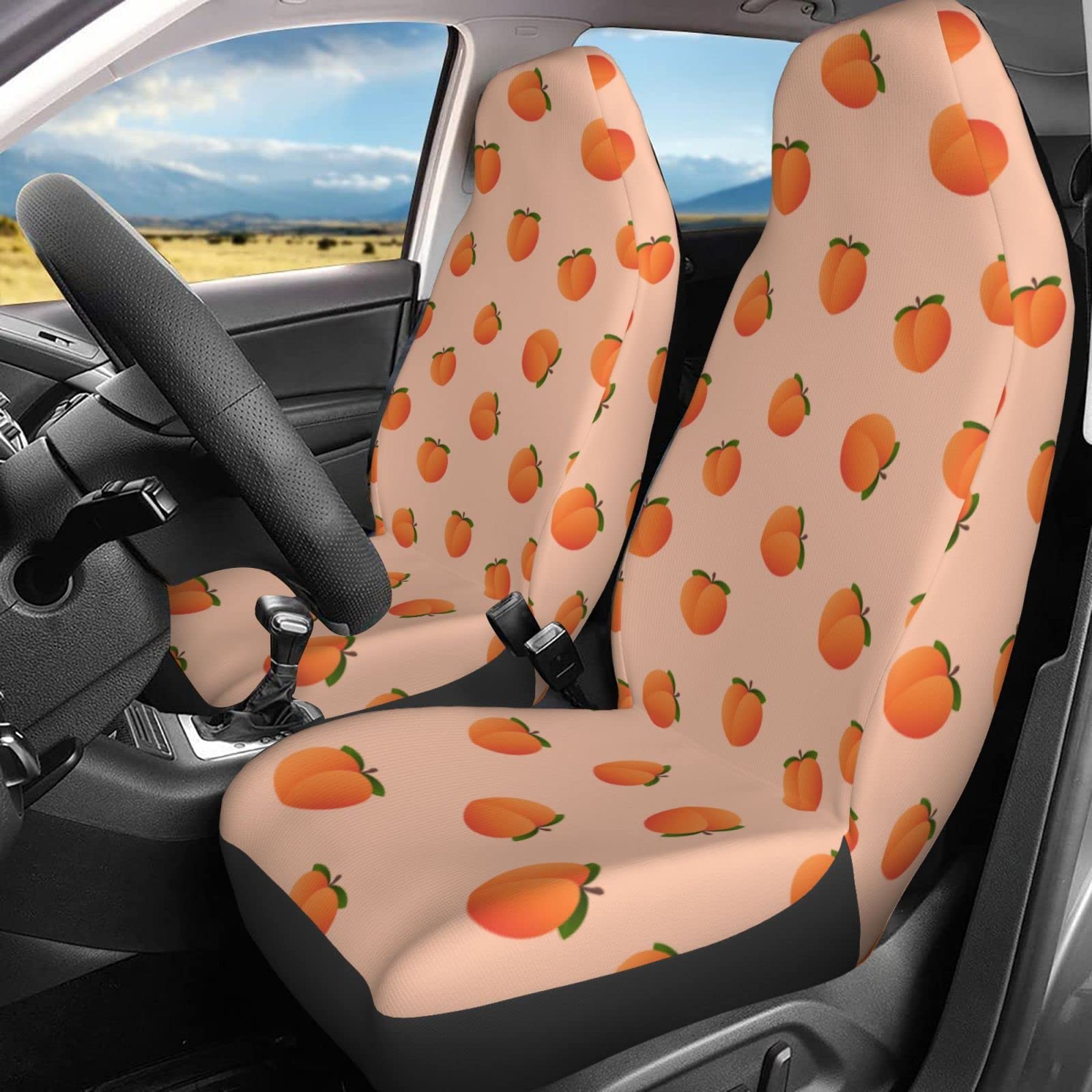 Premium Delerain 2-Piece Peach Car Seat Covers - Universal Fit for Most Cars, SUVs, Sedans & Trucks | Waterproof Auto Interior Protector for Comfort & Style