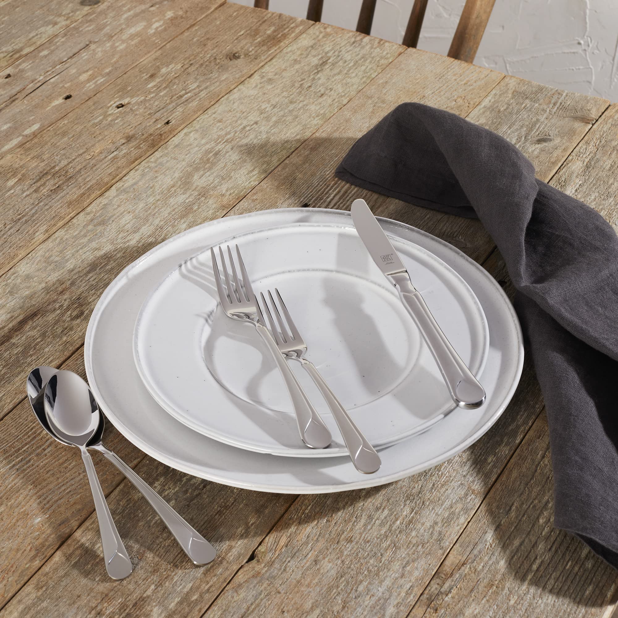 ZWILLING Provence 45-Piece Flatware Set - 18/10 Stainless Steel with Dual Mirror-Satin Finish - Service for 8 (5-Piece Place Setting + 5 Serving Pieces) - Perfect for Dinner Parties, Weddings & Upscale Dining