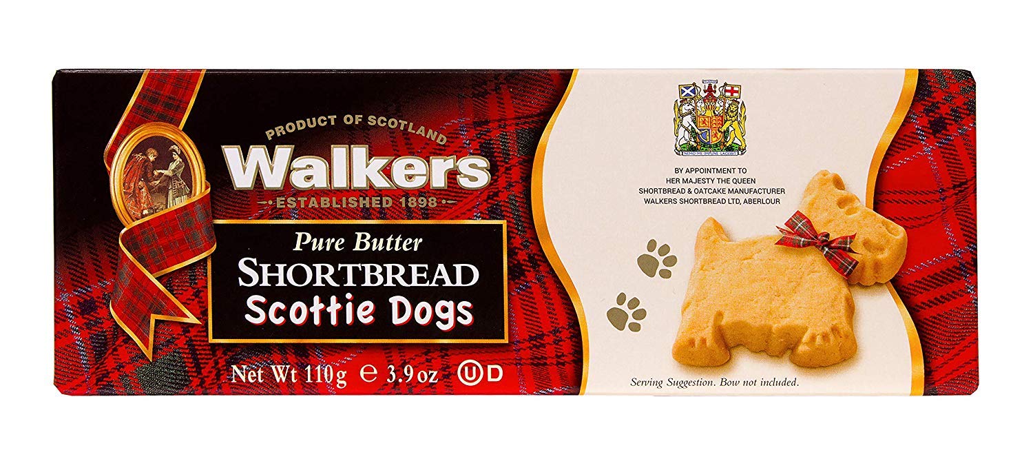 Scottie Dog Shaped Shortbread Cookies by Walkers - Traditional Scottish Butter Cookies, 3.9oz Box - Perfect for Tea Time, Gifts & Scottish-Themed Parties
