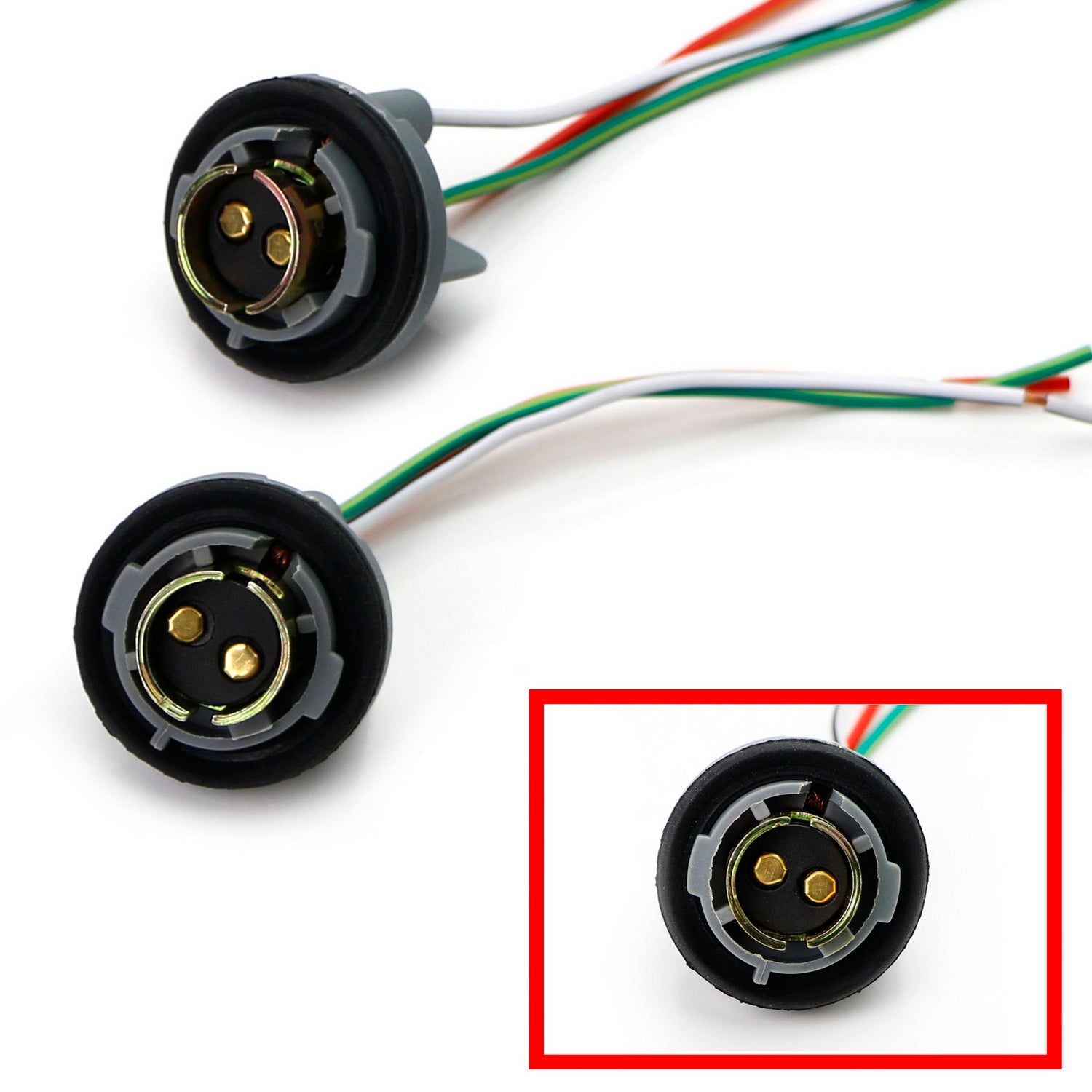 1157 2057 2357 LED Bulb Metal Socket with Pigtail Wiring Harness - Compatible with Turn Signal, Brake Light, Tail Light - Perfect for Car, Truck, Motorcycle Lighting Upgrades