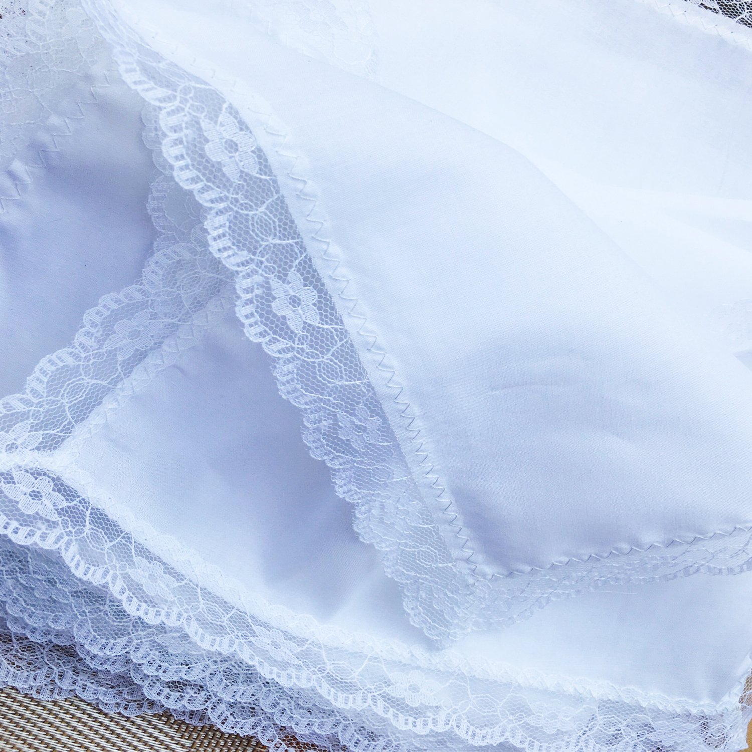 Bulk White Cotton Lace Handkerchiefs - 12 Pack Wedding Bridal Handkerchiefs for Ceremony, Reception & Gift Giving - Elegant Lace Trimmed Hankies for Special Occasions