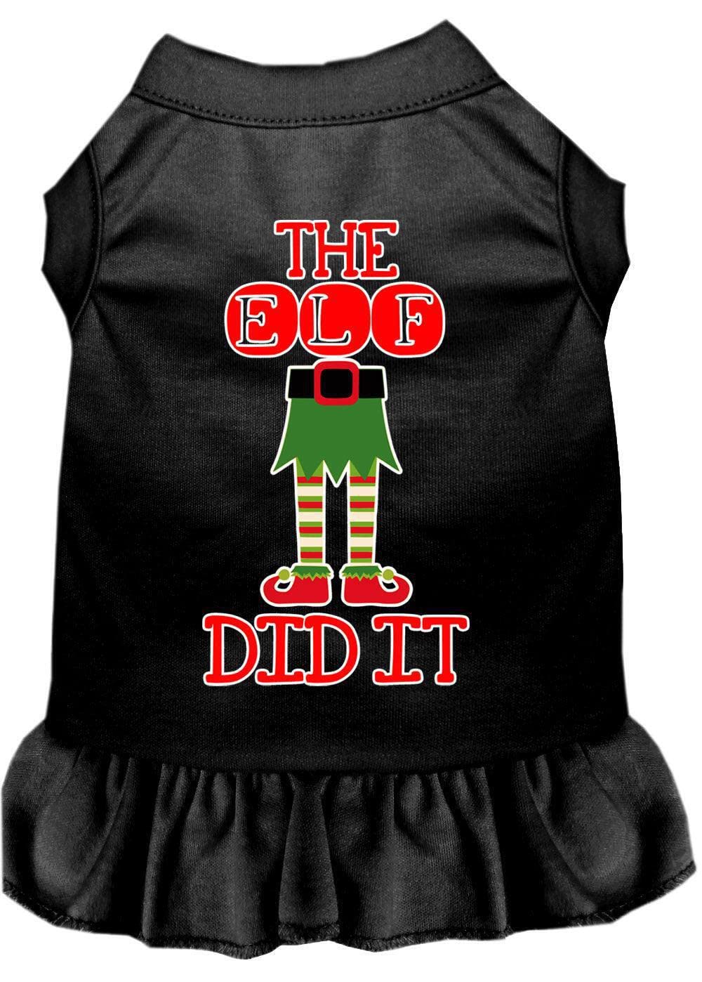 Funny Christmas Pet Dog & Cat Dress - 'The Elf Did It' Screen Printed Bright Pink Costume for Small Pets (10-14 lbs) | Perfect for Holiday Parties & Festive Photos
