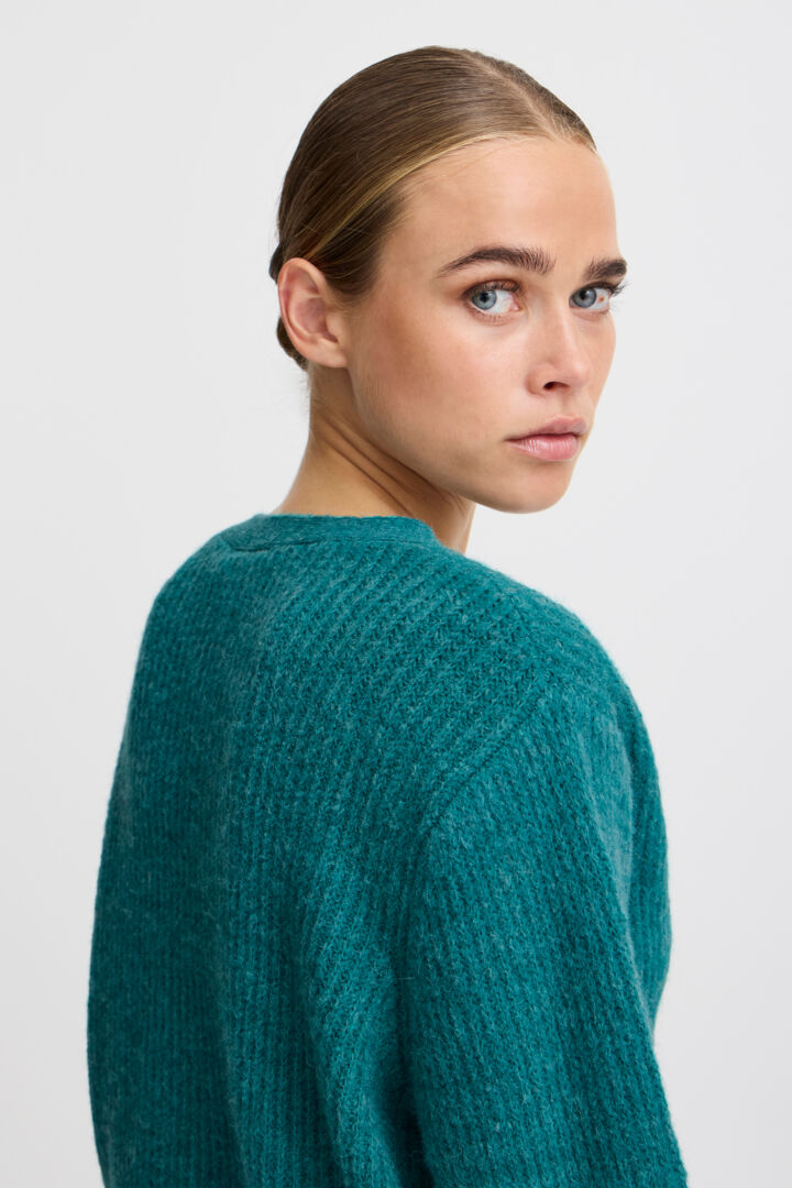 Maura Cardigan for Women - Soft & Cozy Knit Sweater in Green Blue Slate - Perfect for Fall & Winter Layering, Office Wear & Casual Outfits