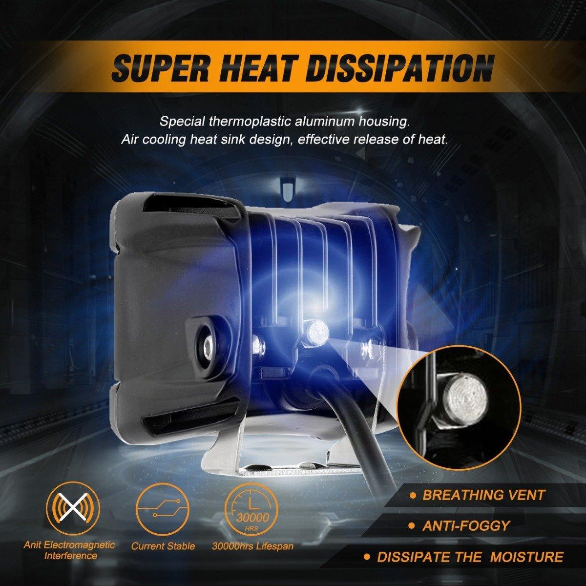 3 Inch LED Pods Light - Spot/Flood Beam Combo with A-Pillar Mounting Brackets for 2016-2021 Polaris General - Perfect for Off-Roading, Night Driving & Adventure Vehicles