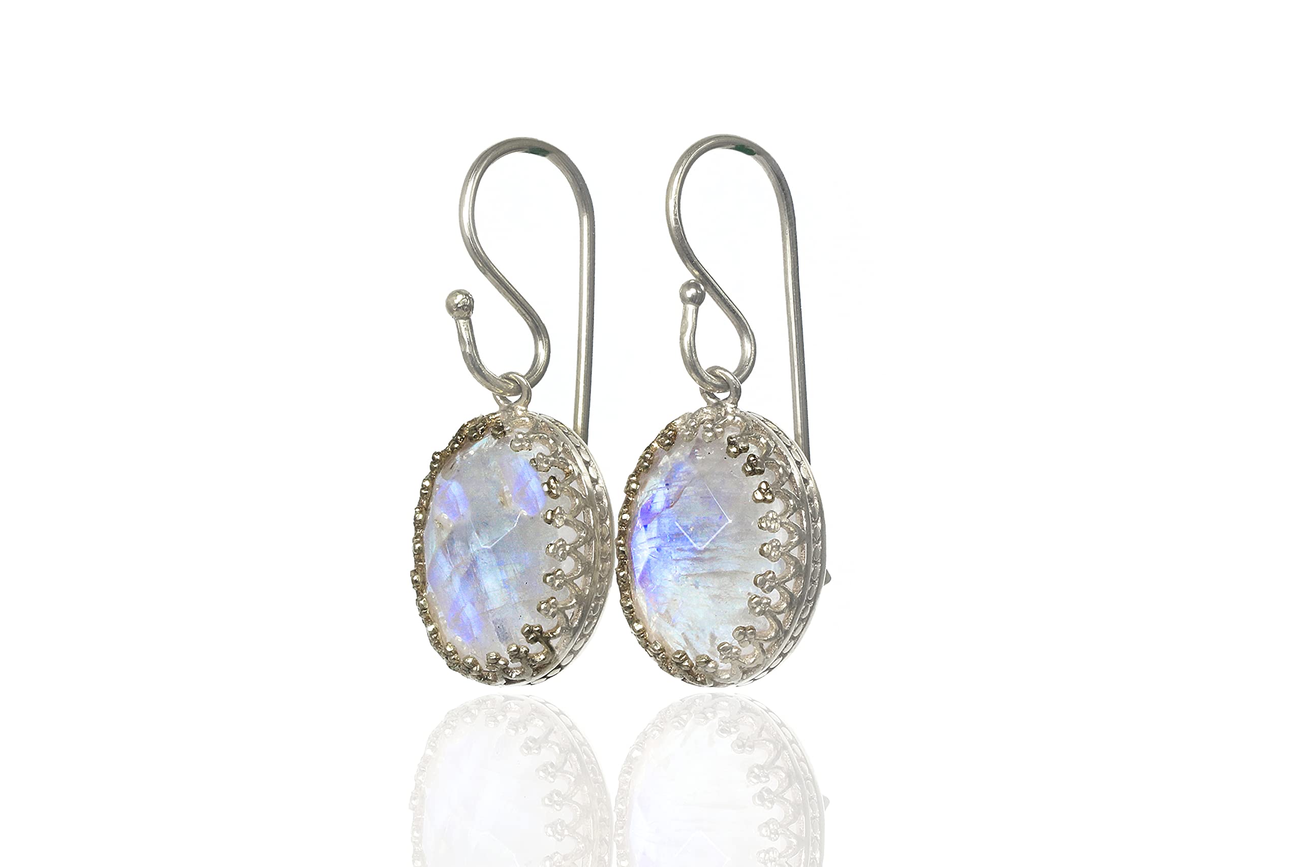 Anemone Moonstone Earrings for Women - Handmade Dangling Birthstone Jewelry with Gift Box | Elegant Statement Earrings for Gifts, Weddings & Special Occasions