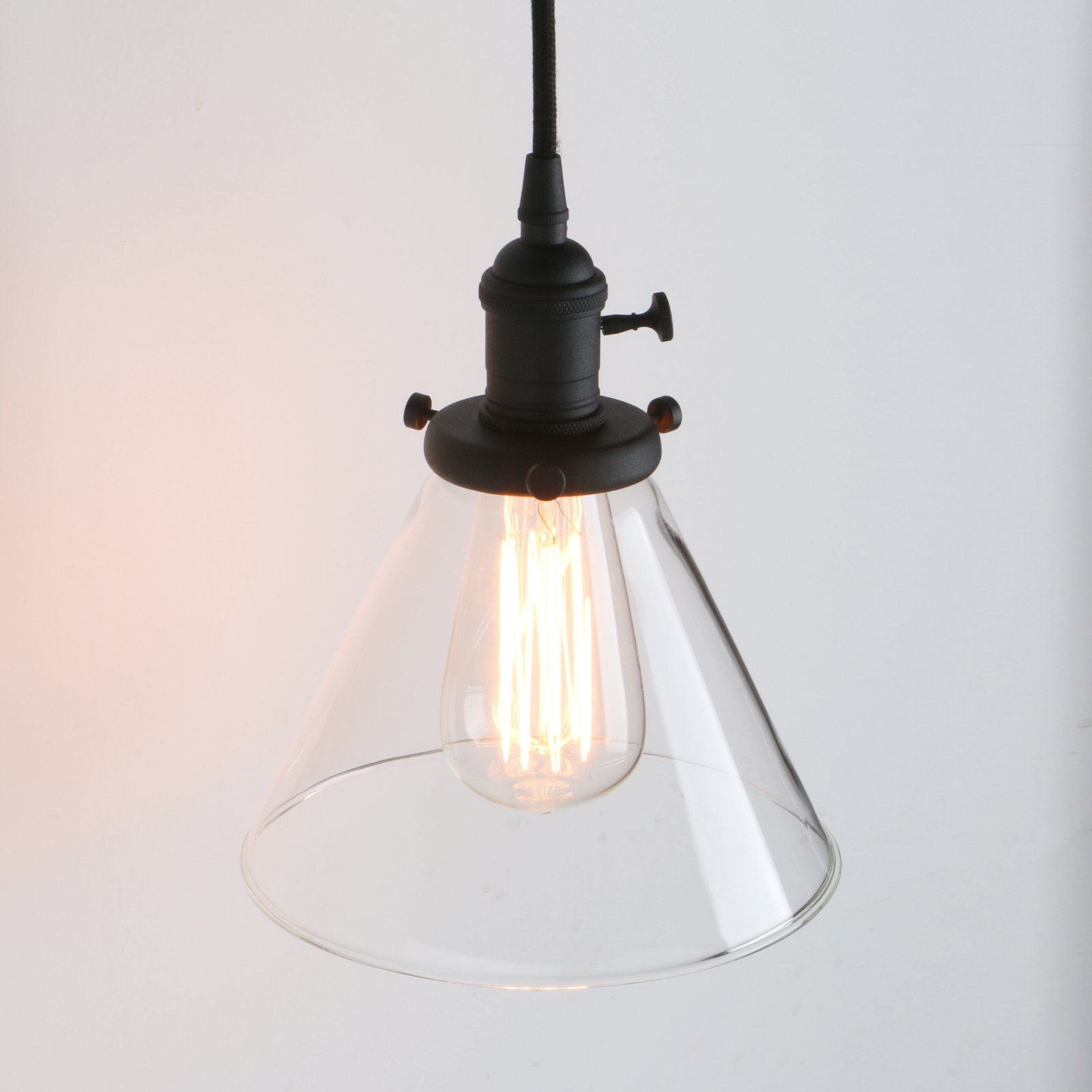 Vintage Rustic Industrial 3-Light Kitchen Island Chandelier - Triple Head Pendant Ceiling Light with Clear Glass Shades - Perfect for Farmhouse, Loft & Industrial Style Dining Rooms (Black)