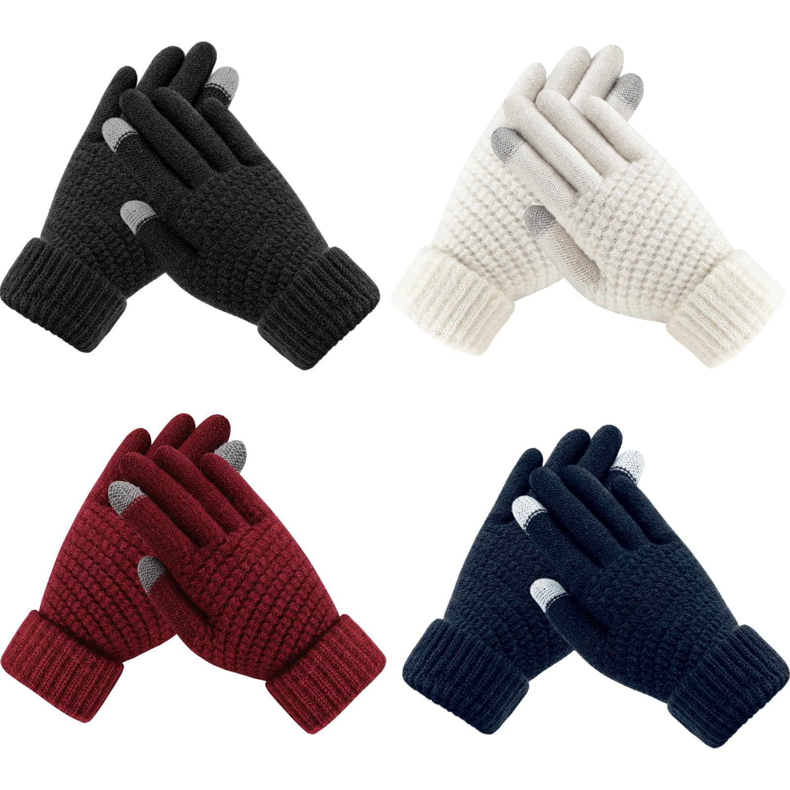 Premillow Winter Gloves for Women - Touchscreen Compatible, Warm Knit Gloves with Elastic Cuff for Cold Weather - Perfect for Driving, Skiing & Outdoor Activities