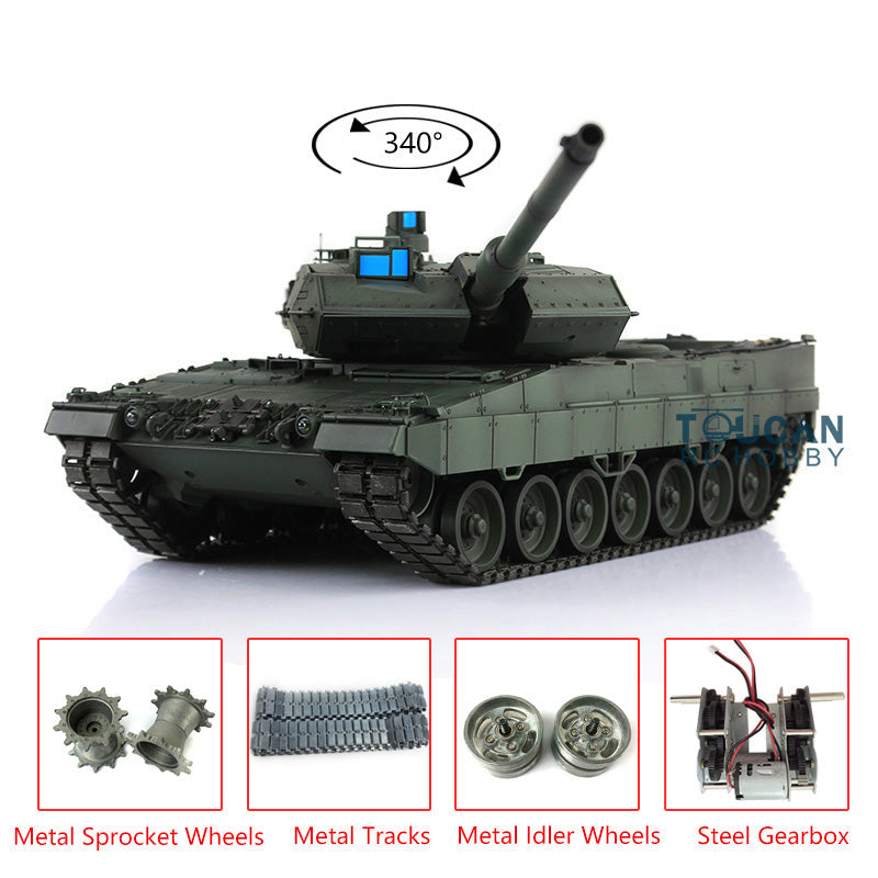 Heng Long 1/16 Scale TK7.0 Upgraded Metal German Leopard 2A6 RTR RC Tank - 3889 Military Vehicle with BB Shooting Function (Ready-to-Run, Battery Included) for Outdoor Battles, Backyard War Games & RC Tank Enthusiasts