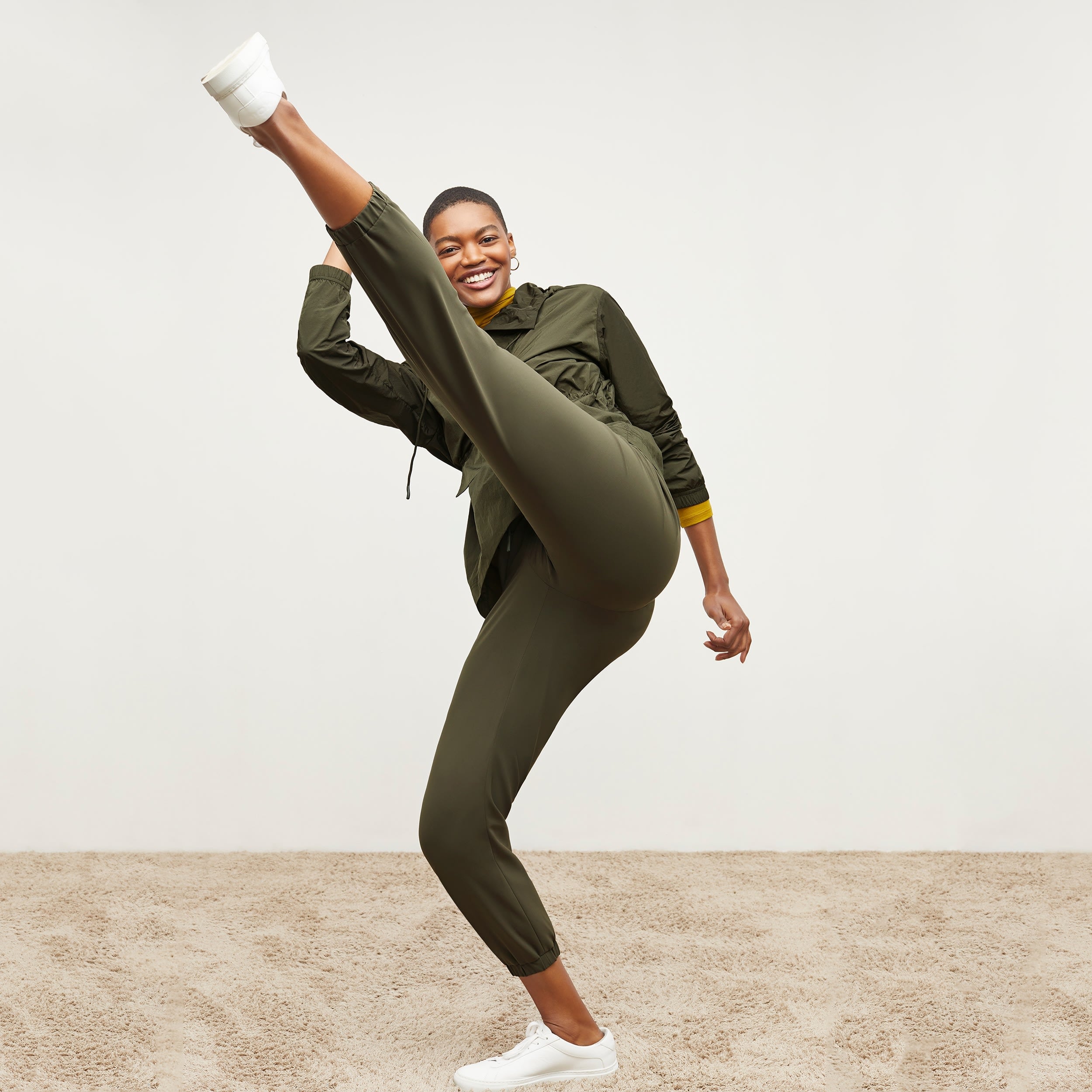 Delaney Jogger Pants for Women - OrigamiTech Stretch Olive Green Joggers | Comfortable Workout, Yoga, Lounge & Casual Wear
