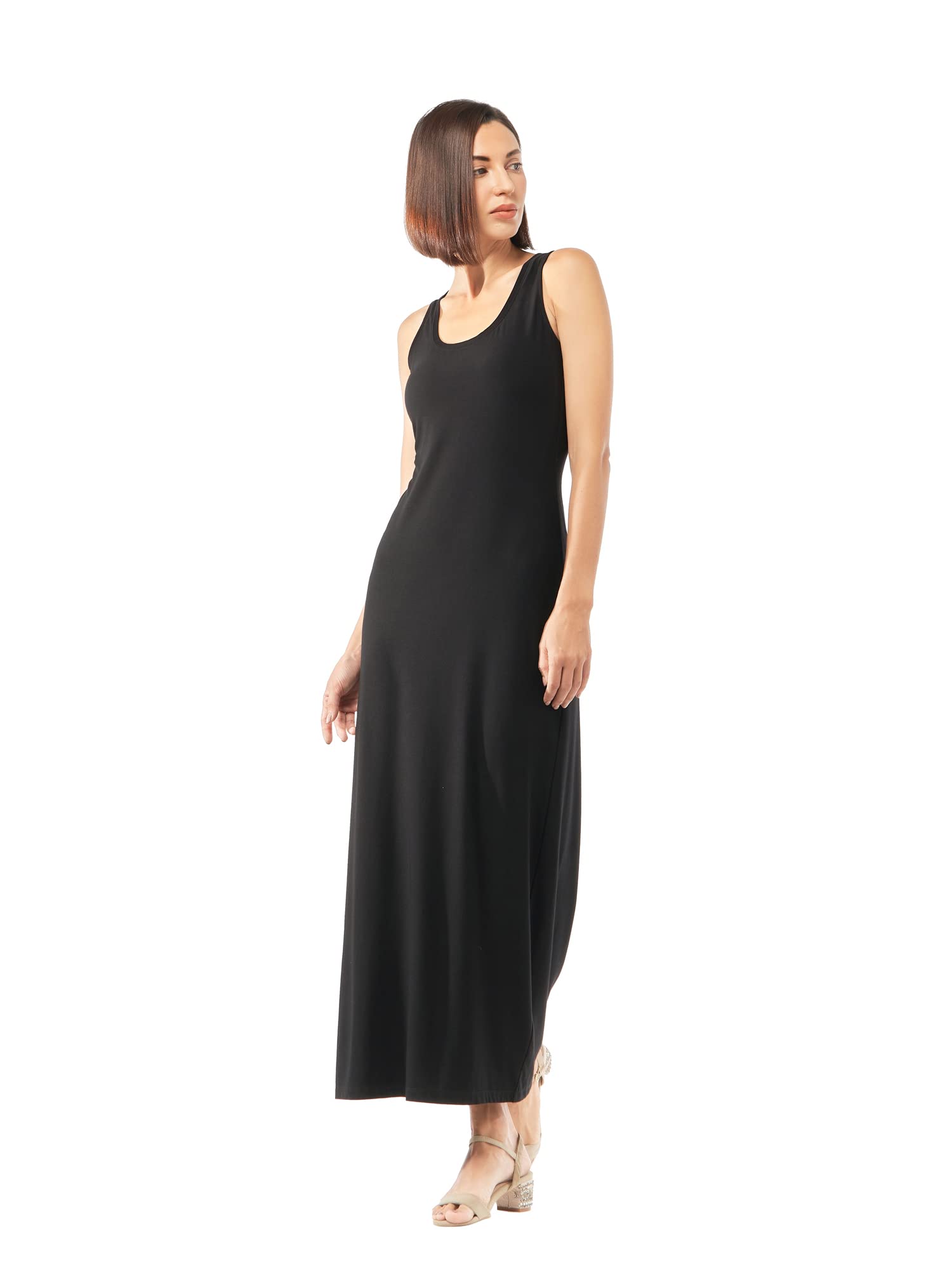 LACHIVEE Women's Long Loose Plain Maxi Dress - Sleeveless Scoop Neck Casual Sundress | Breathable Bamboo Fiber Summer Dress for Beach, Vacation & Everyday Wear