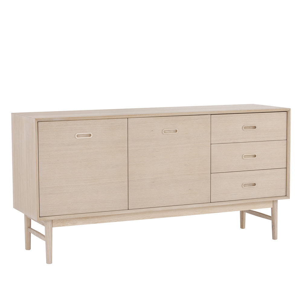HAYTON 160cm White Oak Sideboard - Modern Storage Cabinet for Living Room, Dining Room & Entryway