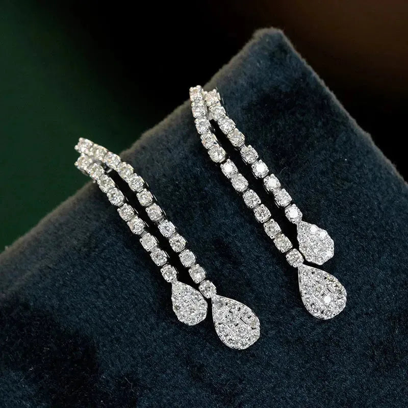 18K White Gold Diamond Drop Earrings for Women - 0.70 Carat Natural Diamond Fashion Jewelry | Elegant Party, Wedding & Evening Wear Accessories