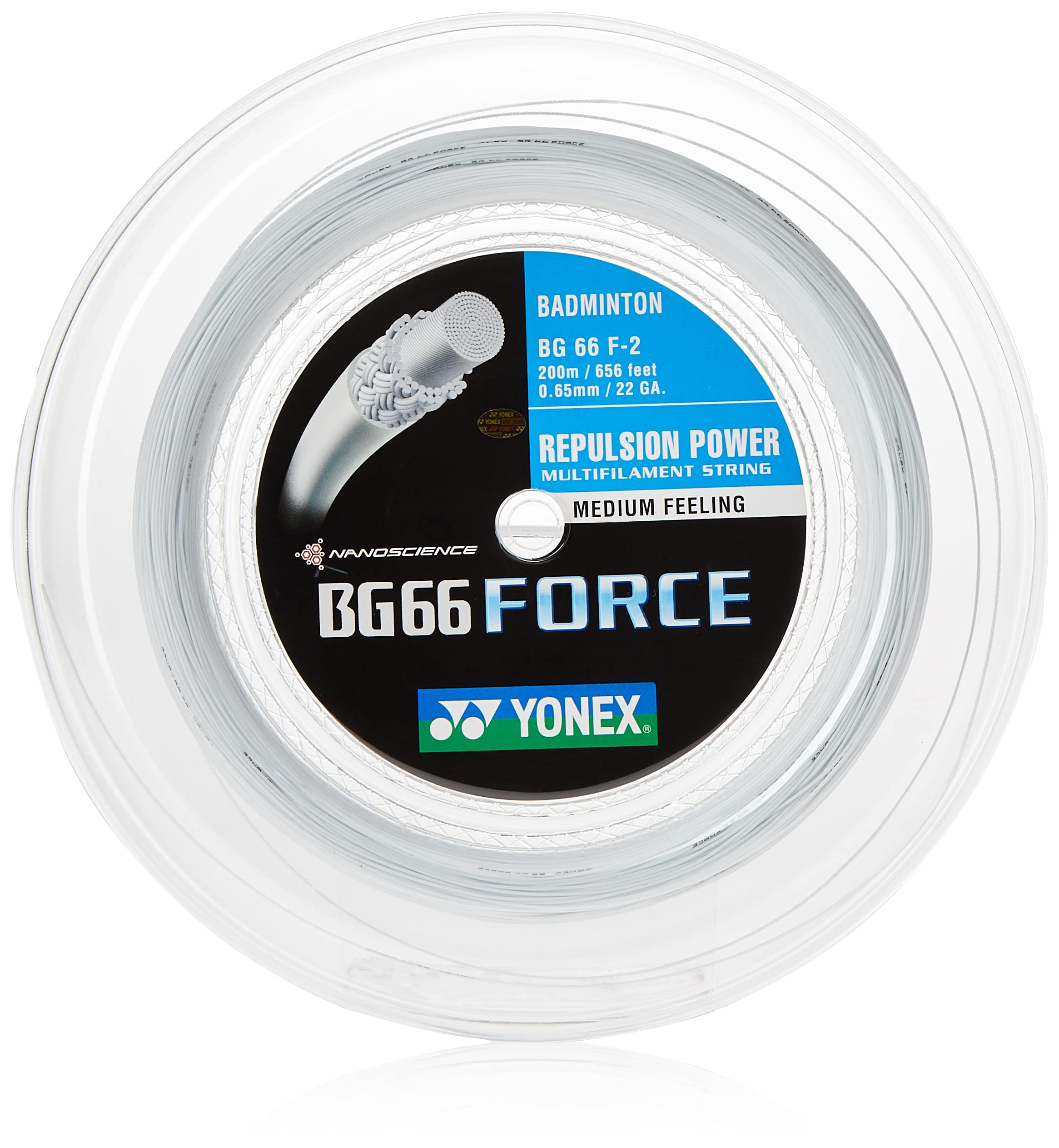 YONEX BG 66 Force Badminton String 200m Reel - High Performance Badminton Racket String for Professional Players | Perfect for Tournaments & Training Sessions