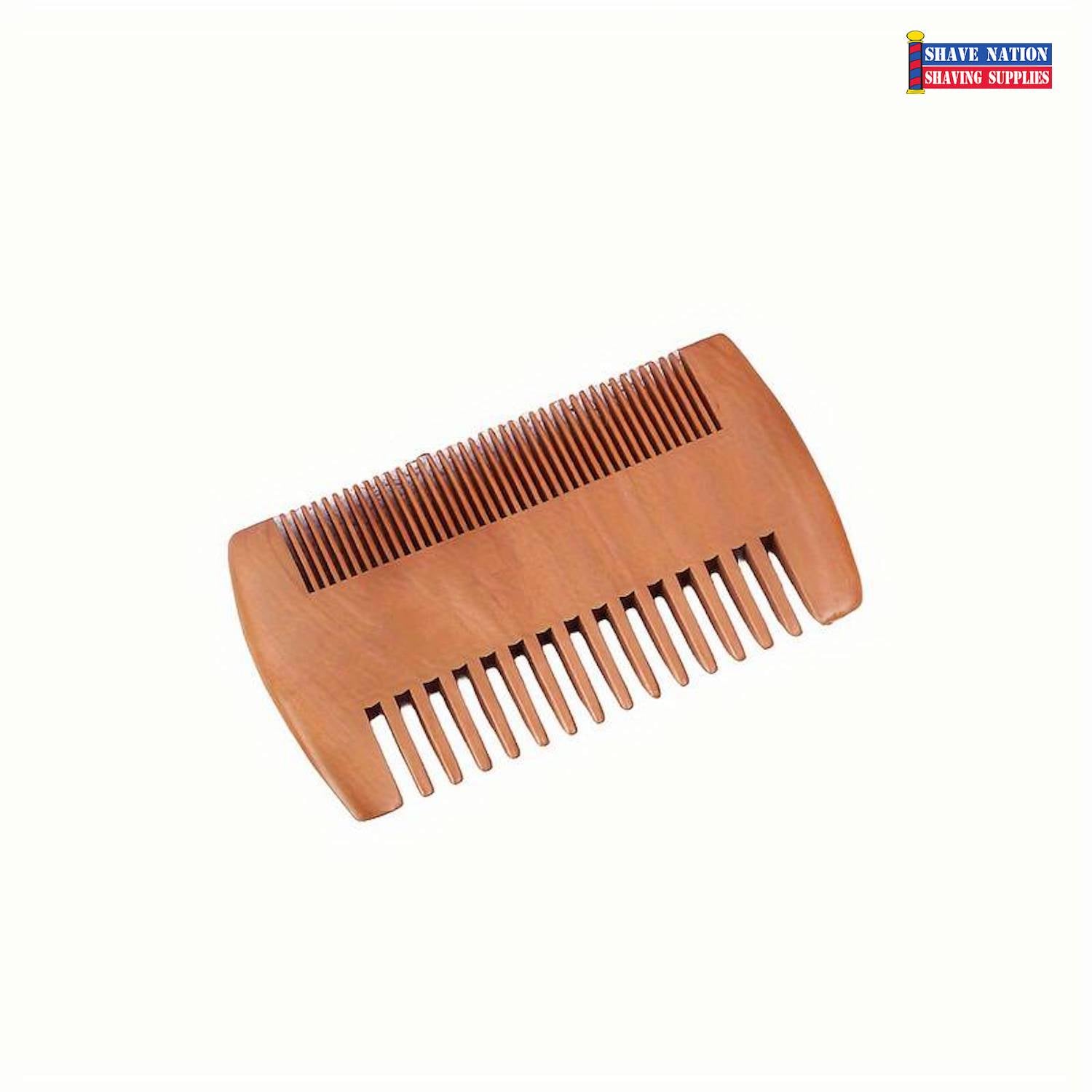 Premium Wooden Beard & Mustache Comb - Dual Teeth Design for Gentle Grooming - Perfect for Men's Facial Hair Care & Styling at Home or Travel