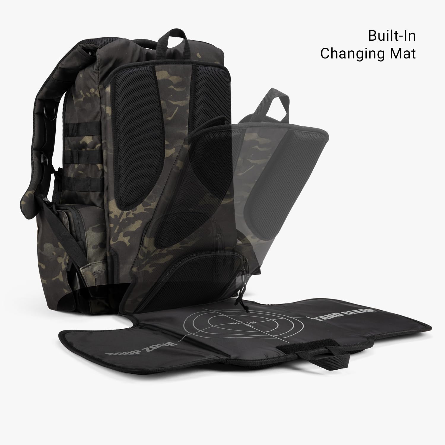 TBG - Men's Tactical Diaper Bag Backpack with Built-in Changing Pad & Stroller Straps, Waterproof Baby Diaper Organizer for Dads (Multicam Black 4th Gen) - Perfect for Travel, Hiking & Everyday Parenting